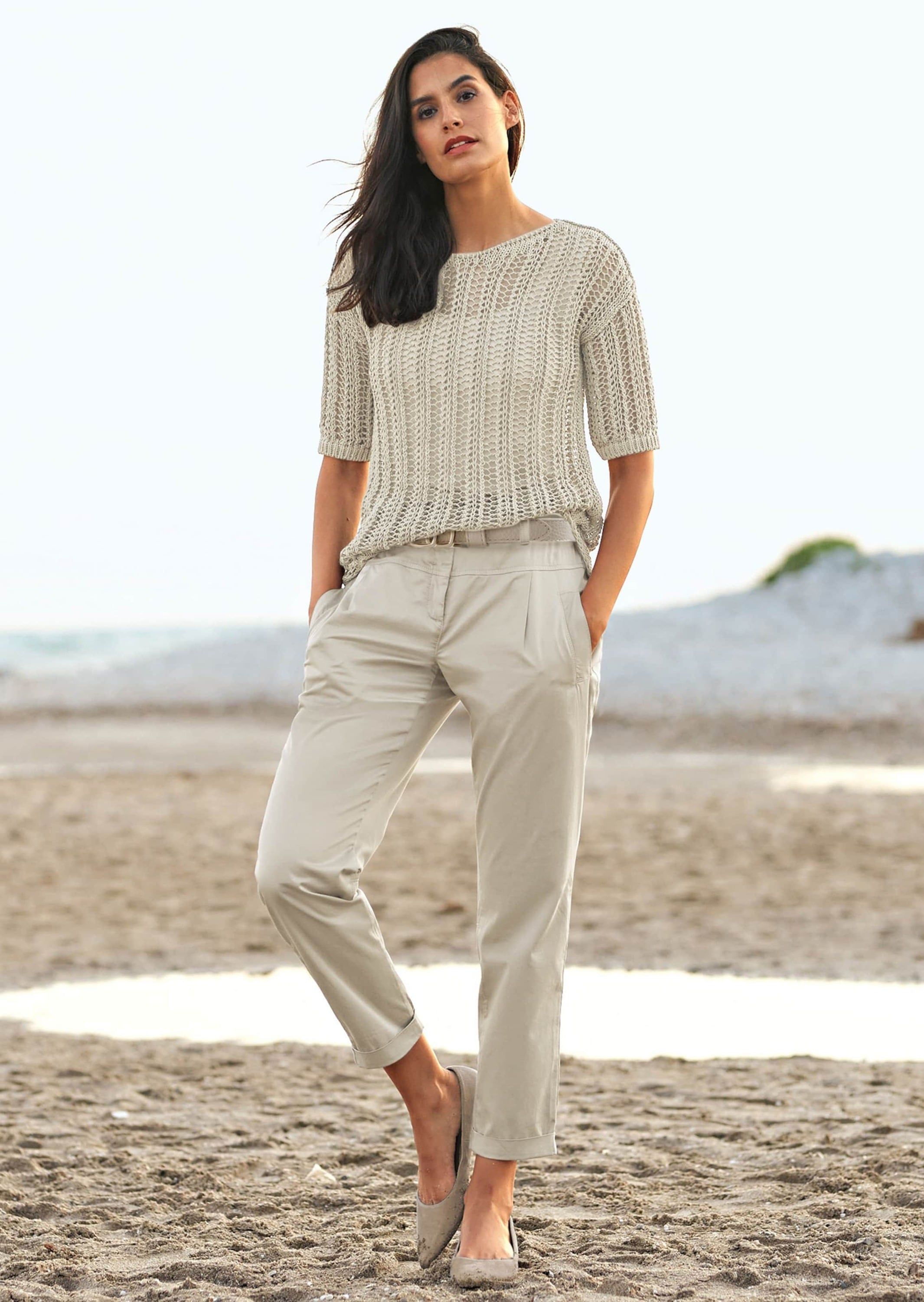 MADELEINE Longpullover »Strickpullover Luftiger Sommerpullover mit Ajour-Muster«
