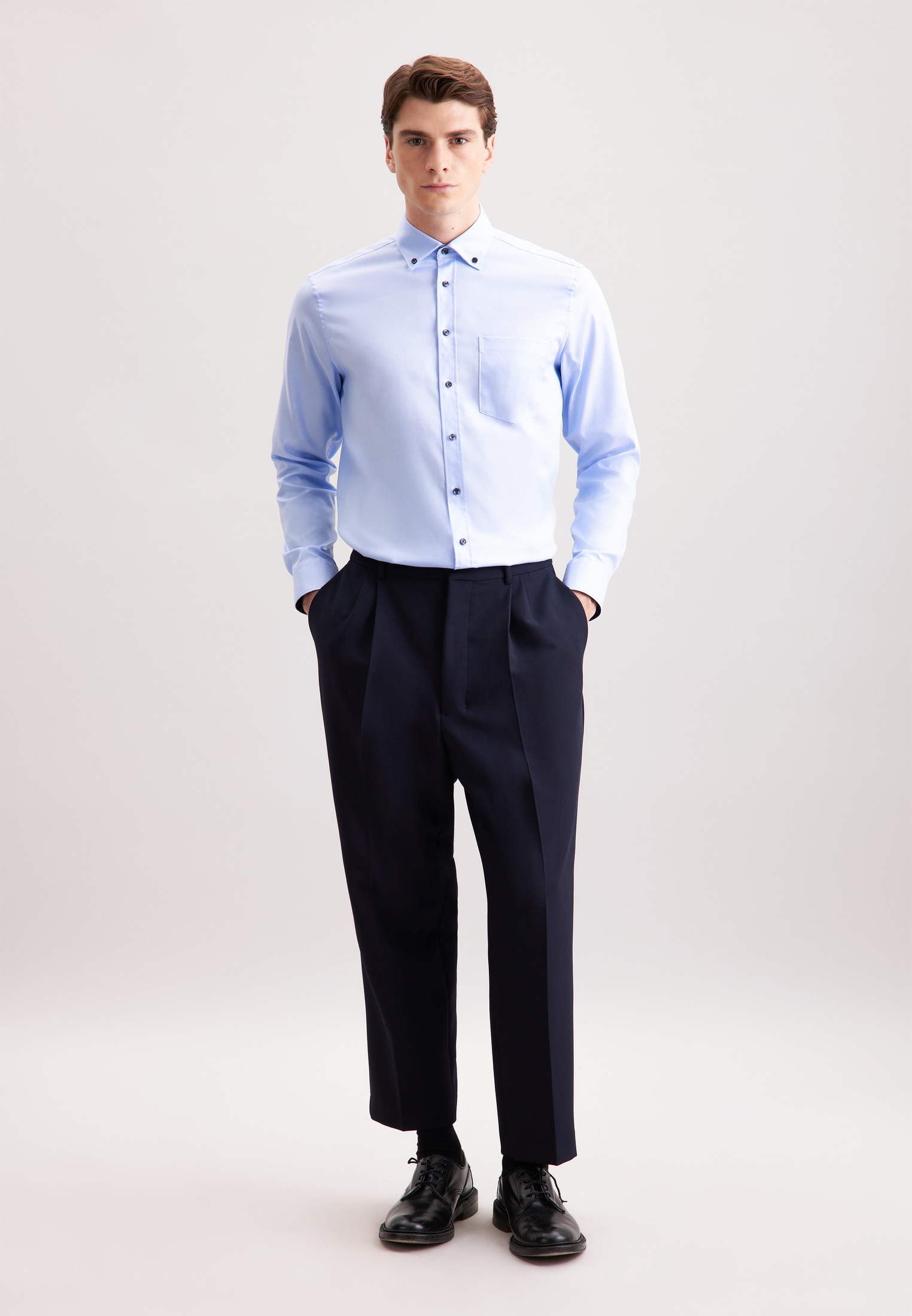 seidensticker Businesshemd »Regular«, Regular 1/1 Button-Down-Kragen Uni