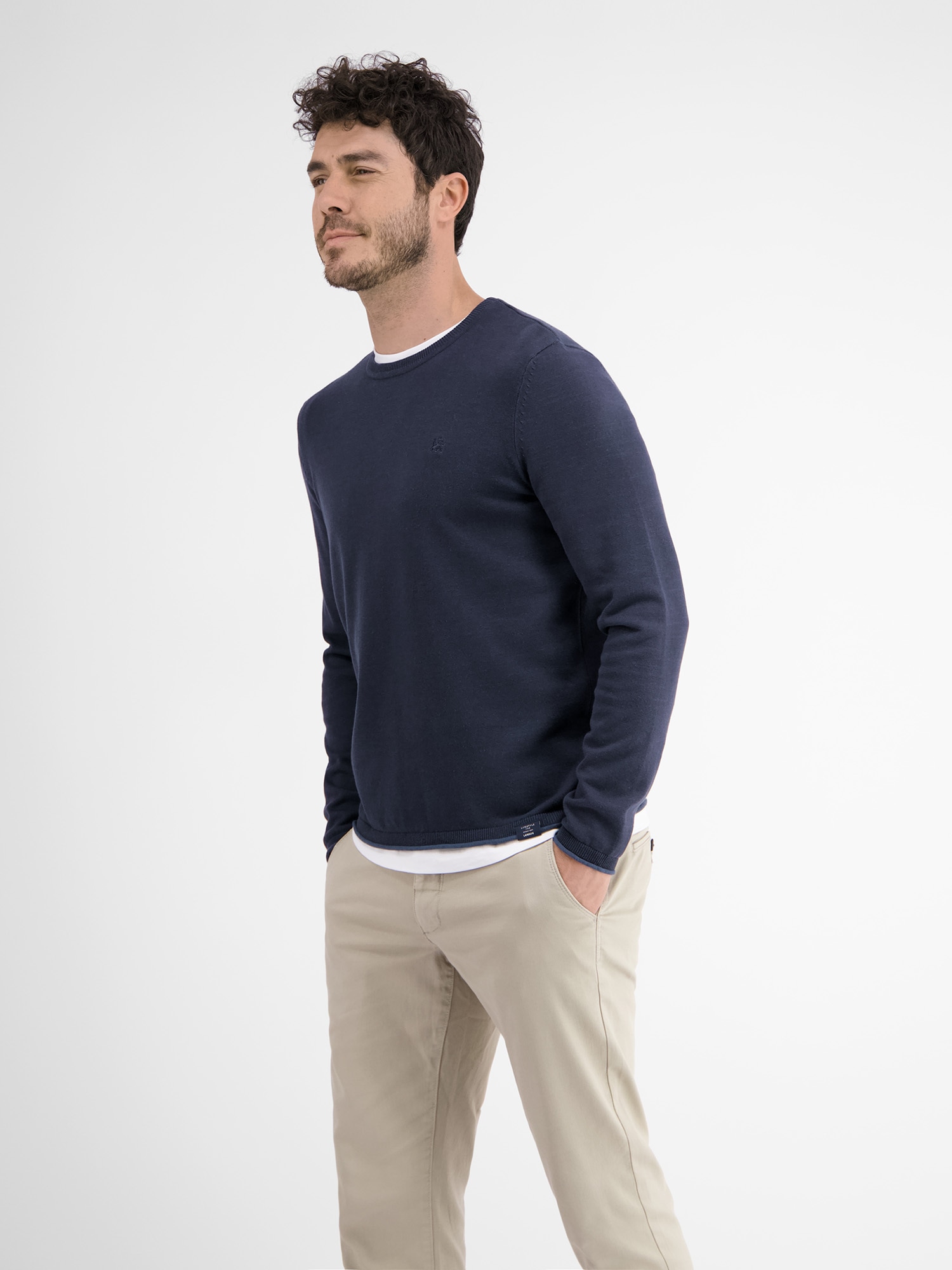 LERROS Strickpullover »LERROS Rundhalspullover, Flachstrick«
