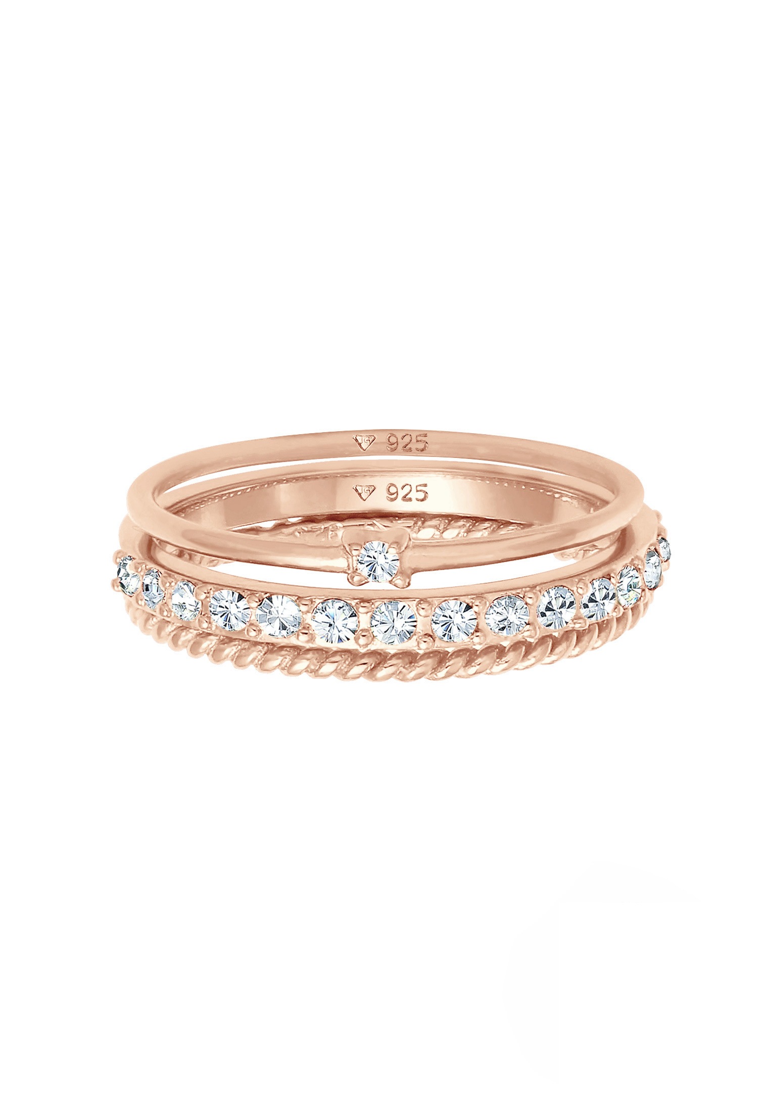 Elli Solitärring »Ringset (3 tlg) 925 Silber, mit Kristallen von Swarovski®«
