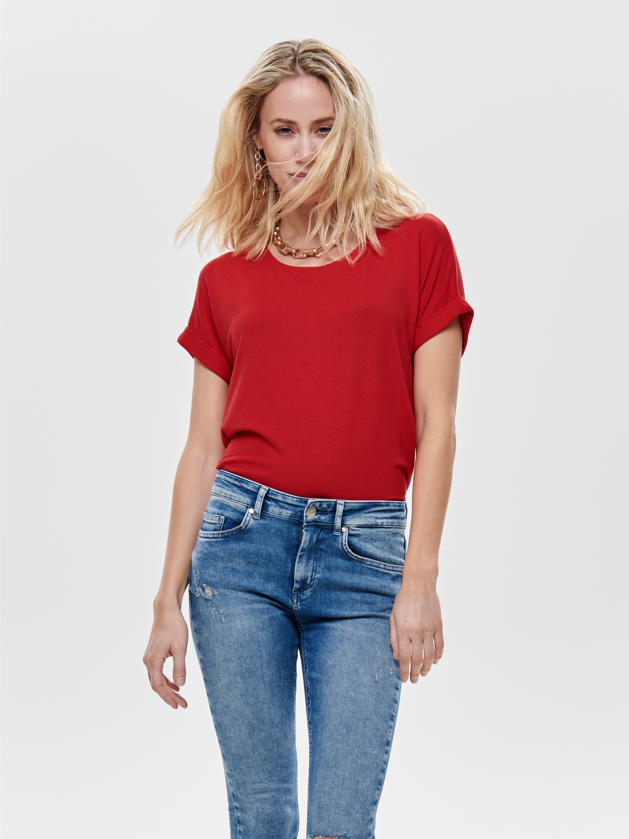 ONLY T-Shirt "ONLMOSTER – Kurzarmshirt mit Aufschlag und klassischem Look" günstig online kaufen