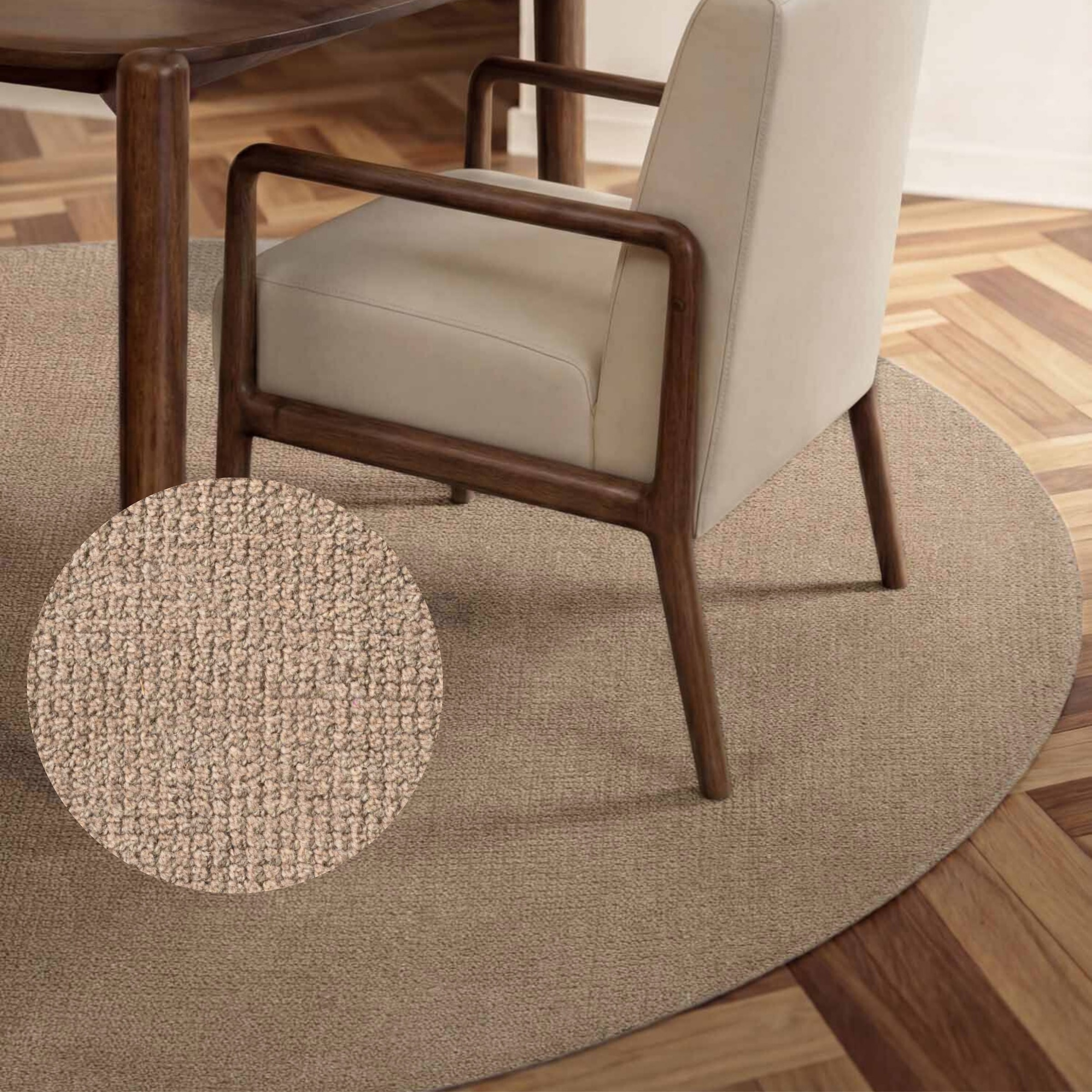 Ted Baker Wollteppich "Croom, auch in rund" rund 10 mm Höhe Wolle, Natur, Handgewebt, Wohnzimmer, Schlafzimmer, Modern, Skandi