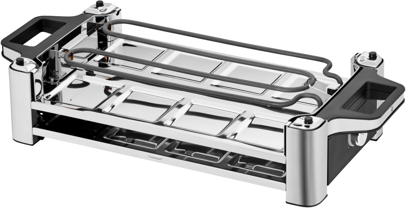 WMF Raclette »LONO, inkl. Parkebene für unbenutze Pfännchen«, 8 St. Raclettepfännchen, 1500 W, Spülmaschinengeeignete Pfannen und Spatel, antihaftbeschichtete Platte