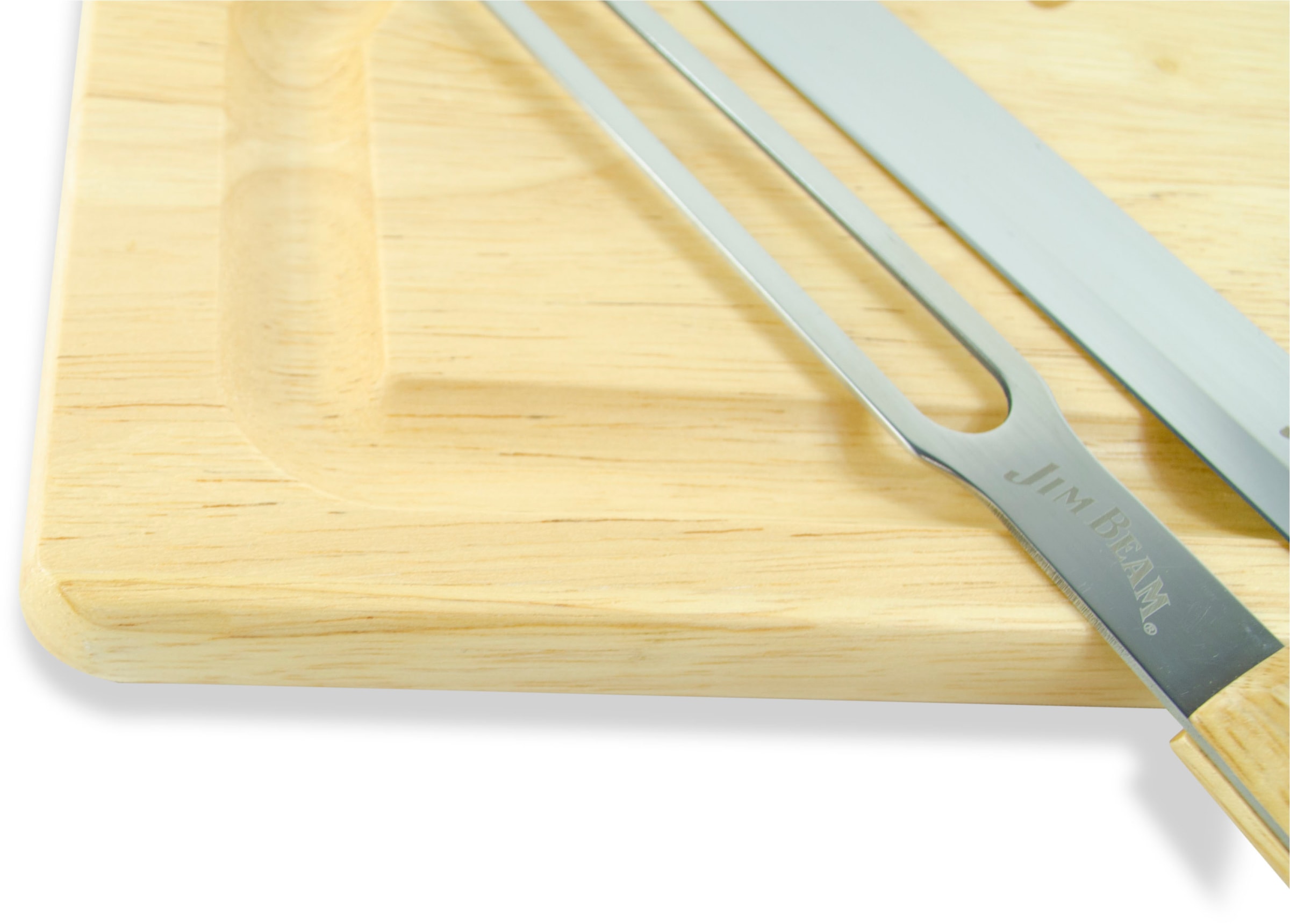 Jim Beam BBQ Schneidebrett »JB0237«, (Set), inkl. Tranchiermesser und Gabel mit Edelstahlklinge und Bambusgriffen