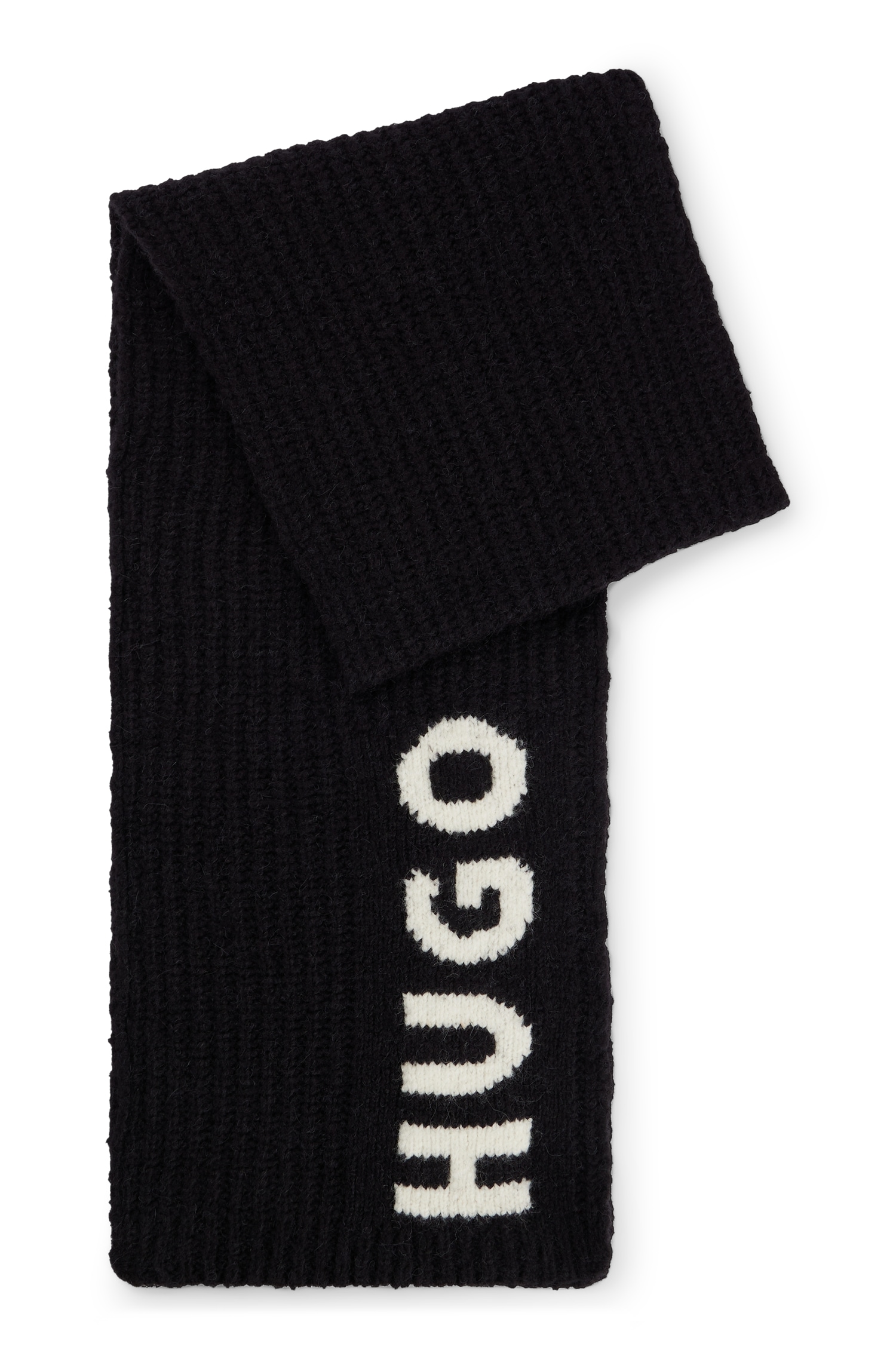 HUGO Schal »Slogues_scarf«, Extralanger Woll-Mix kaufen | mit Schal Jacquard-Logo BAUR für Schriftzug