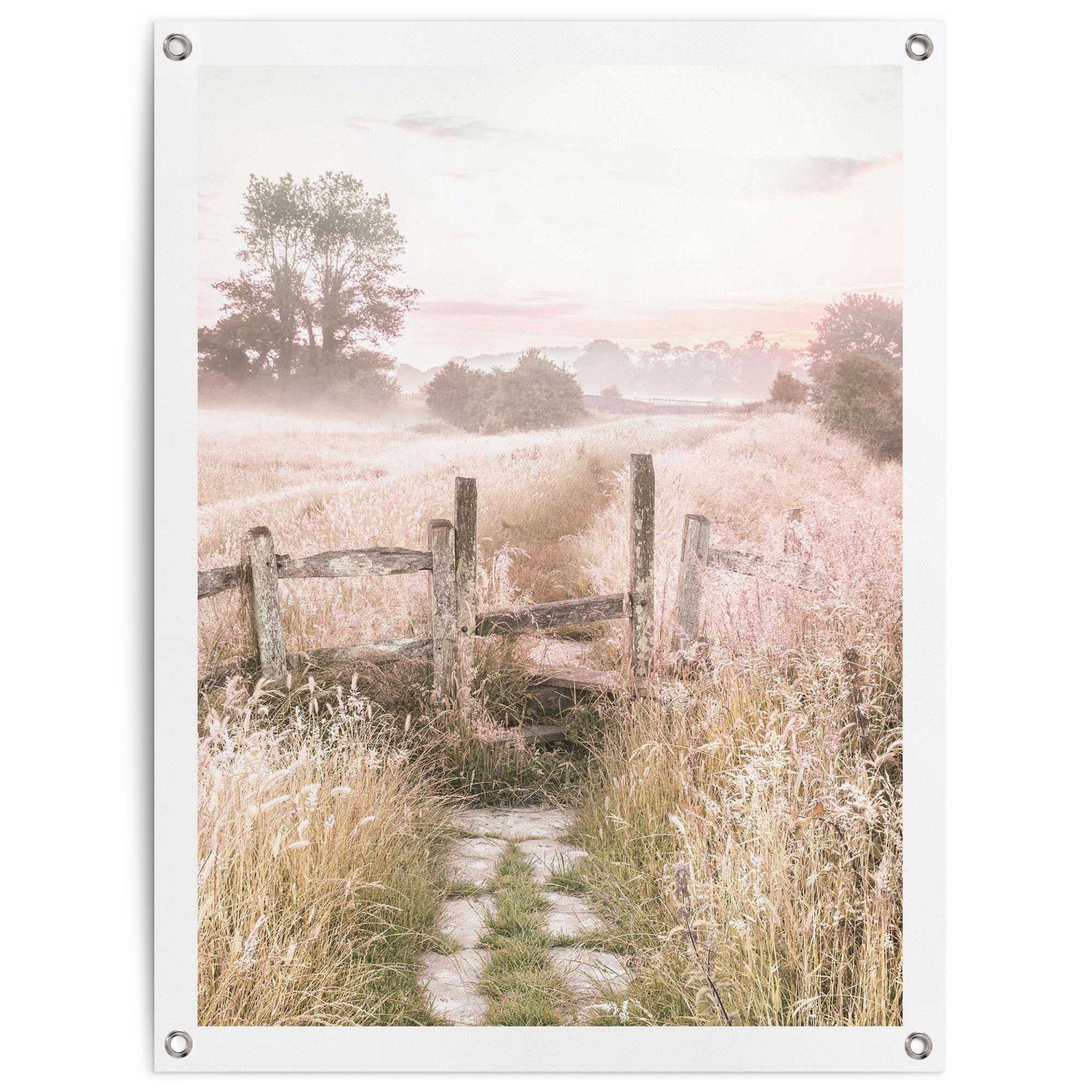 Reinders Poster "Nature Walk" Garten - Landschaft - Landleben - Sommer - Neblig - Beige - Leinwand