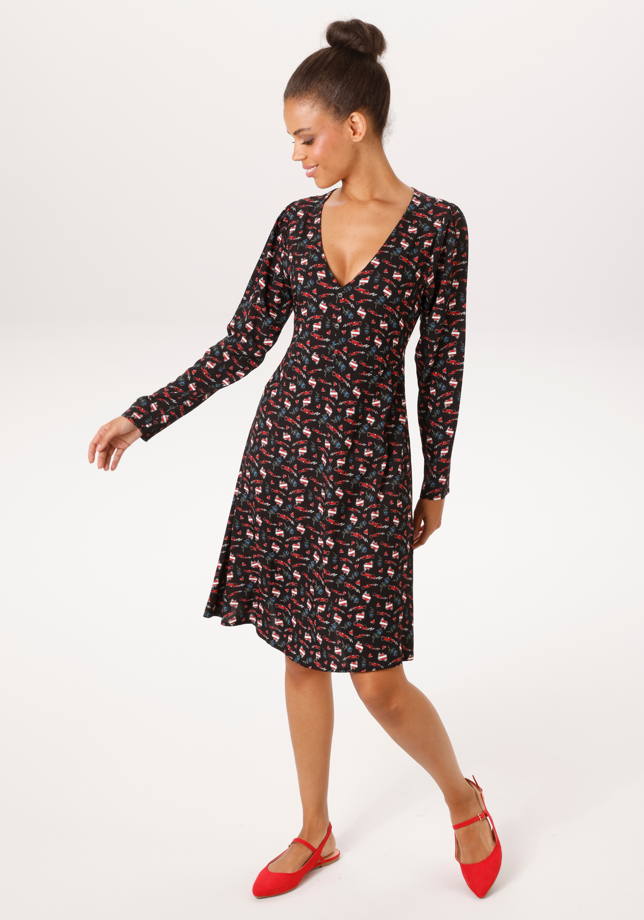 Aniston CASUAL Minikleid mit extravagantem Alloverdruck - NEUE KOLLEKTION