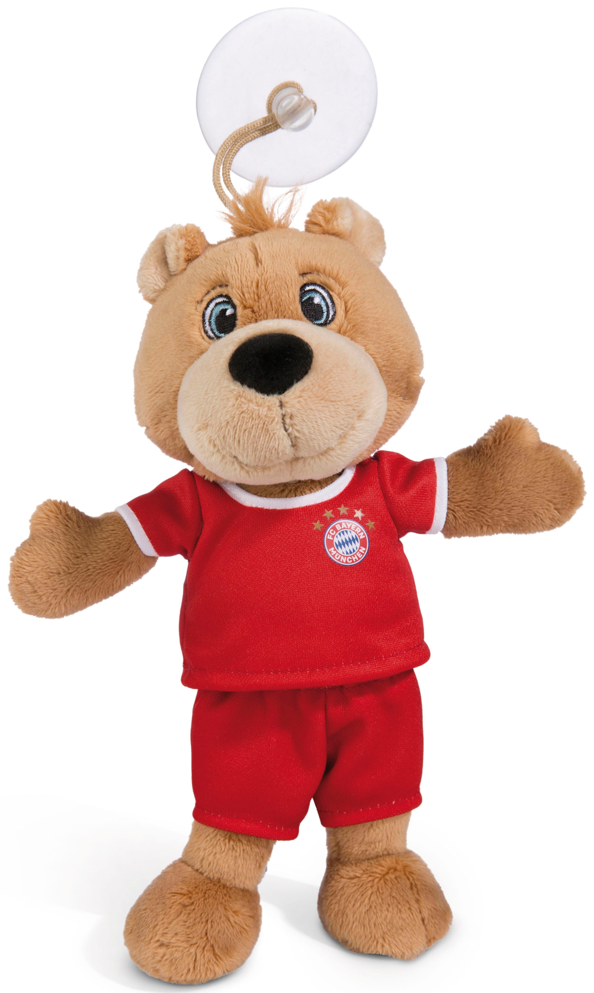 Nici Kuscheltier »FC BAYERN MÜNCHEN Bär Berni mit Trikot und Sauger, 20 cm«, enthält recyceltes Material (Global Recycled Standard)