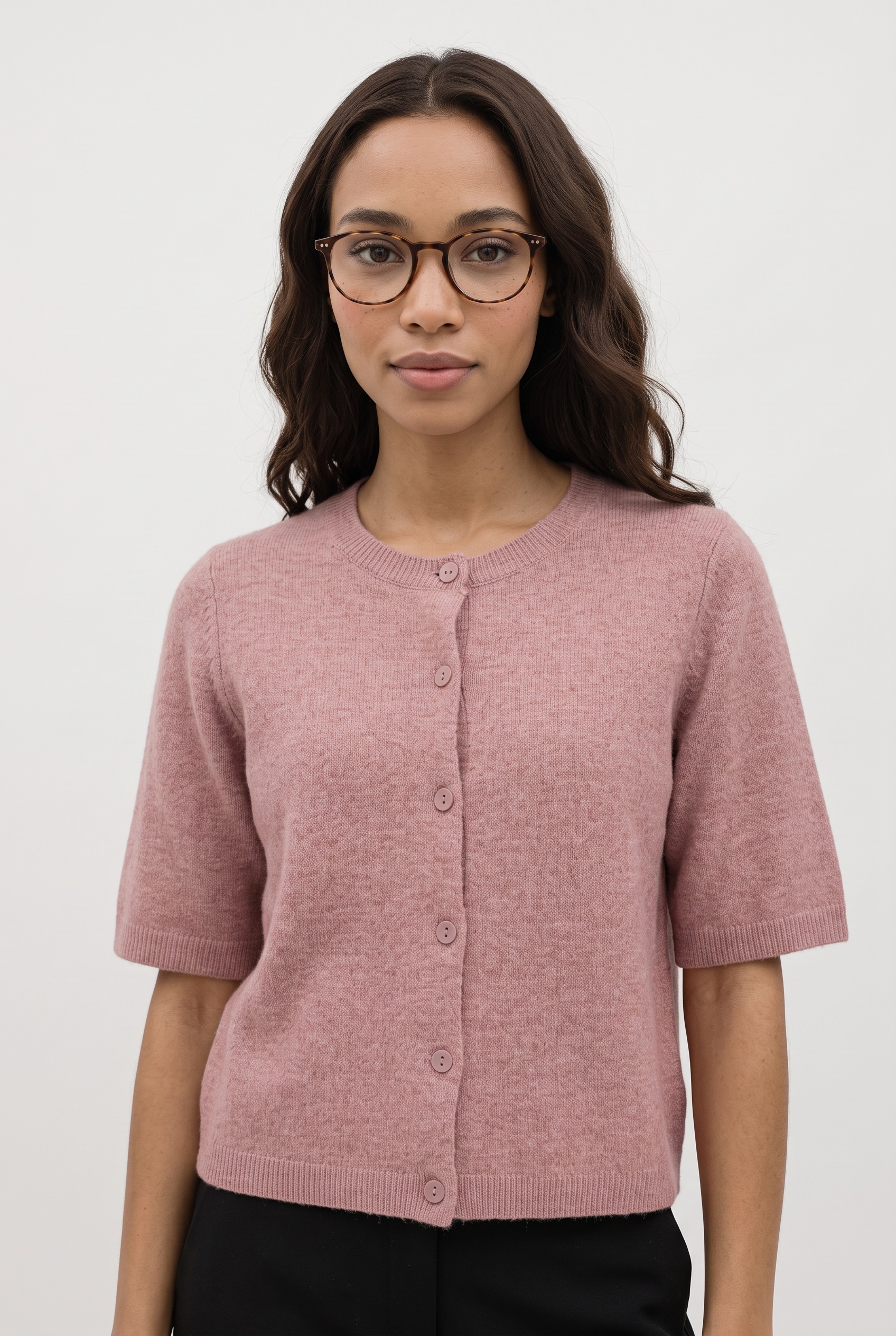 Vila Strickjacke "VILIGA 2/4 O-NECK KNIT CARDIGAN - NOOS" Materialmix, regular fit
