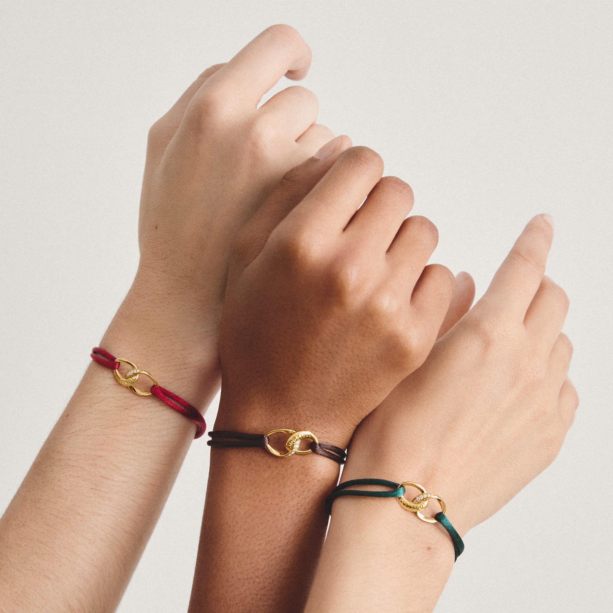 THOMAS SABO Armband »Together Textilarmband gelbgoldfarben« mit Zirkonia (synth.)