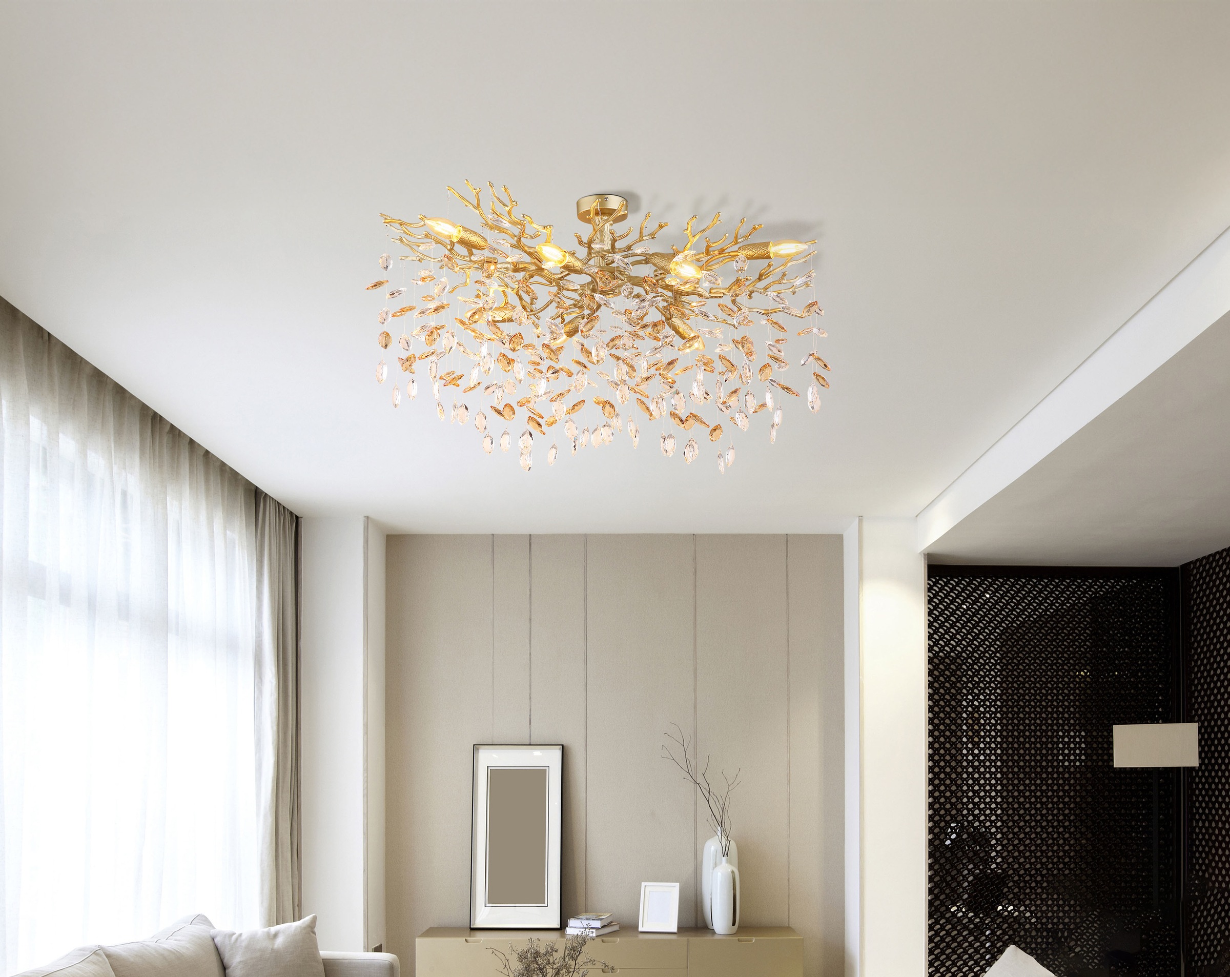 GLOBO LIGHTING Deckenleuchte »QUEENA« E14 1 Stk. Deckenleuchte gold Kristall, E14, elegant, flexibler Look
