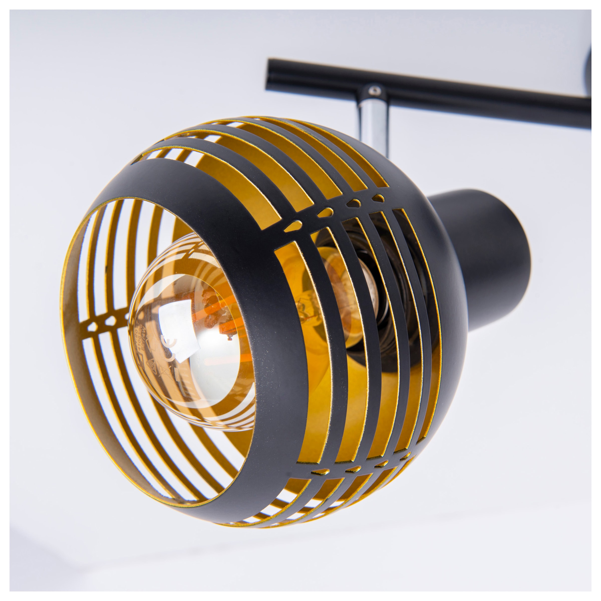 näve Deckenspots »Casco« E27 1 Stk. 2er Wand-/Deckenleuchte, schwarz, innen golden, exkl. 2x E27, L: 36cm