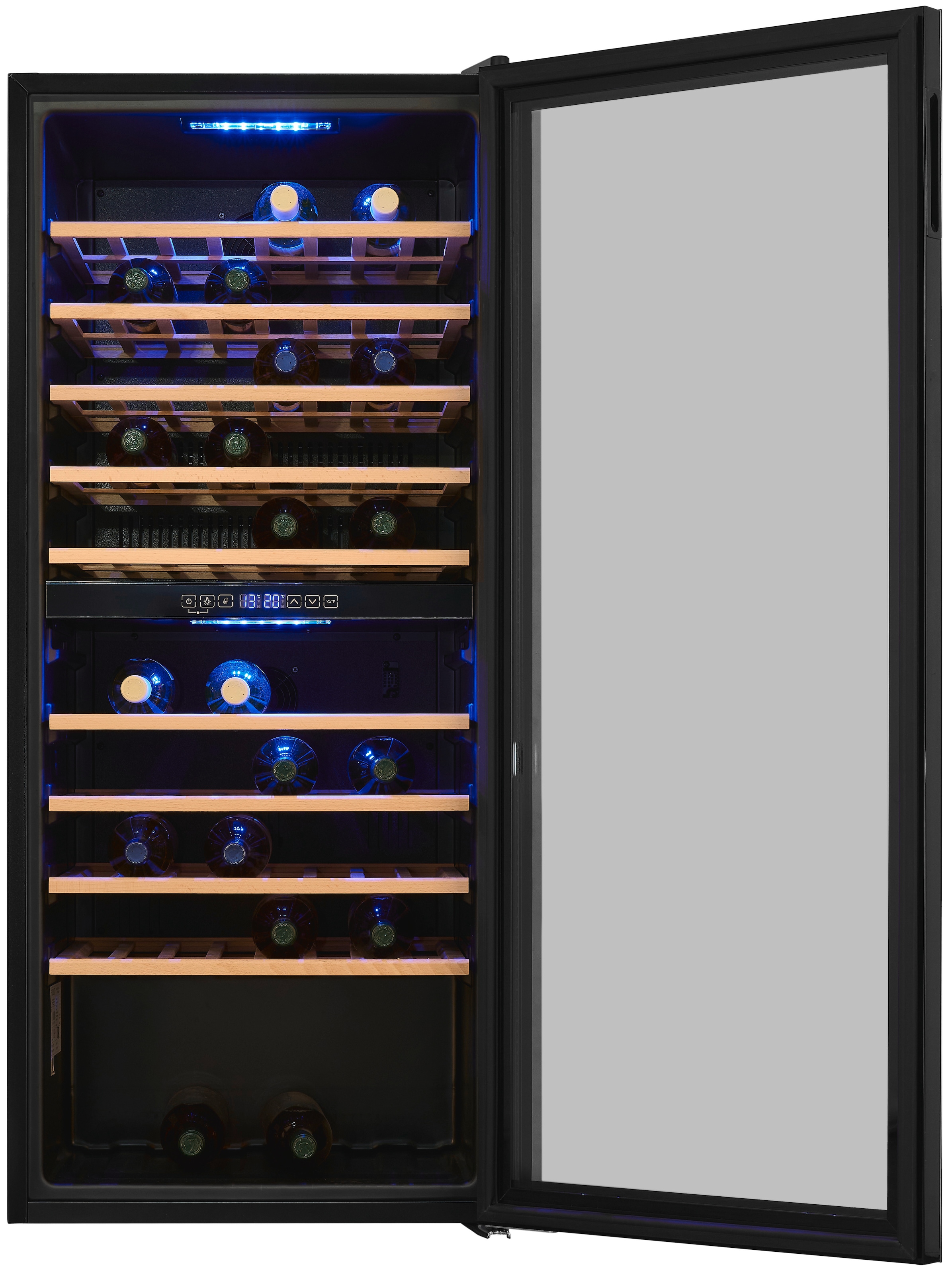 exquisit Weinkühlschrank »WS2-114-GTE-160G«, für 114 St. Standardflaschen á 075l, Digitale Temperaturanzeige