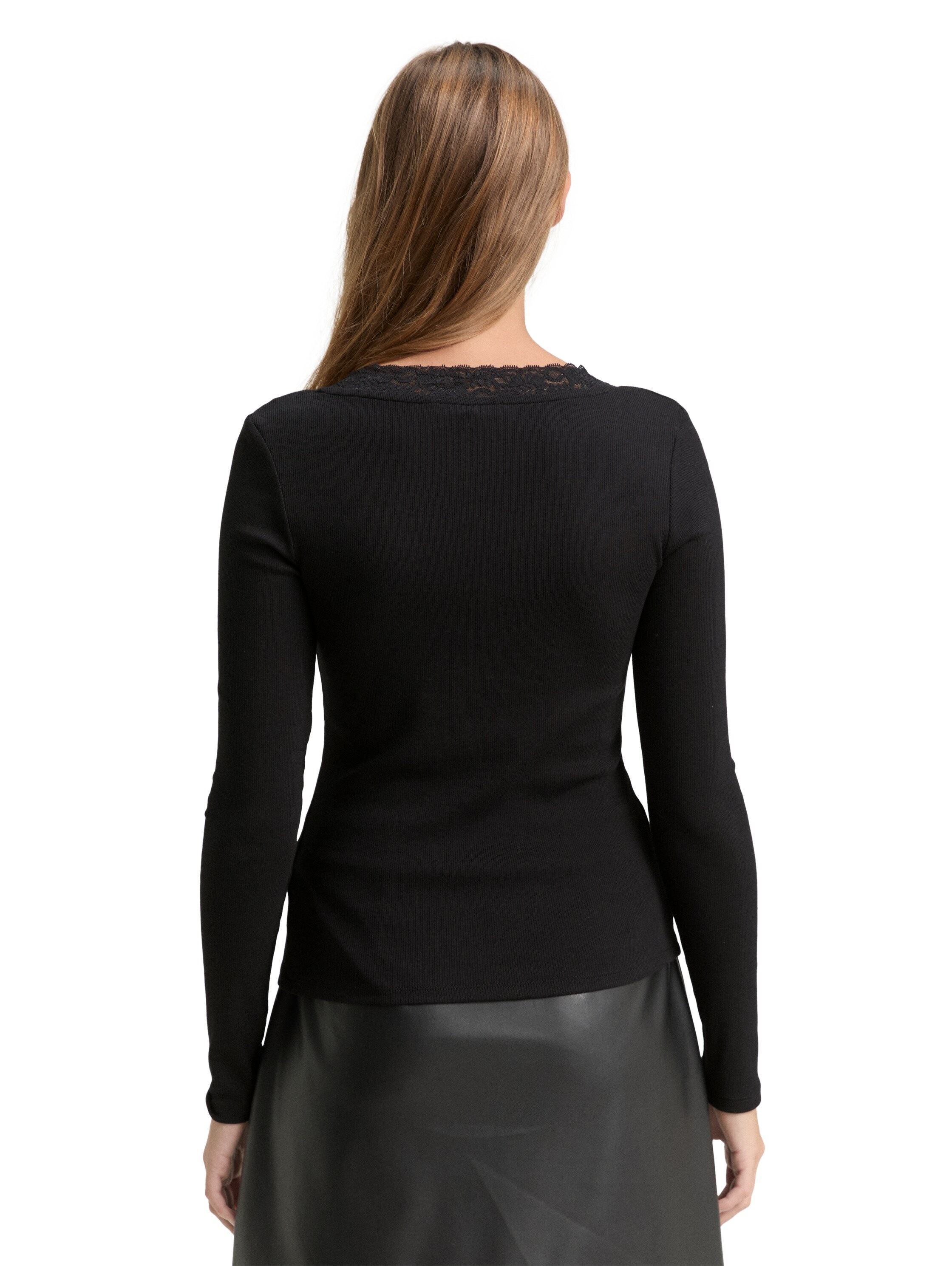 TOM TAILOR Denim Langarmshirt, mit Spitzen-Detail günstig online kaufen