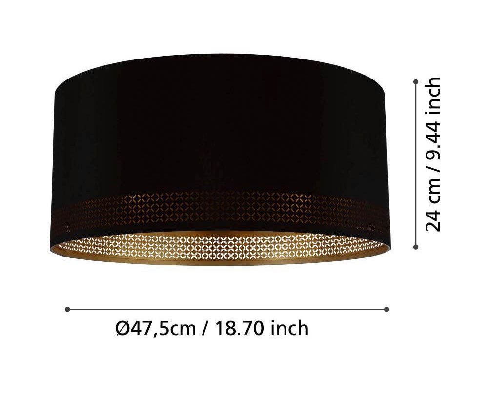 EGLO Deckenleuchte »ESTEPERRA«, 1 flammig, Leuchtmittel E27 | ohne Leuchtmittel, Deckenleuchte, Stahl und Textil in Schwarz, Gold, Küchenlampe, E27
