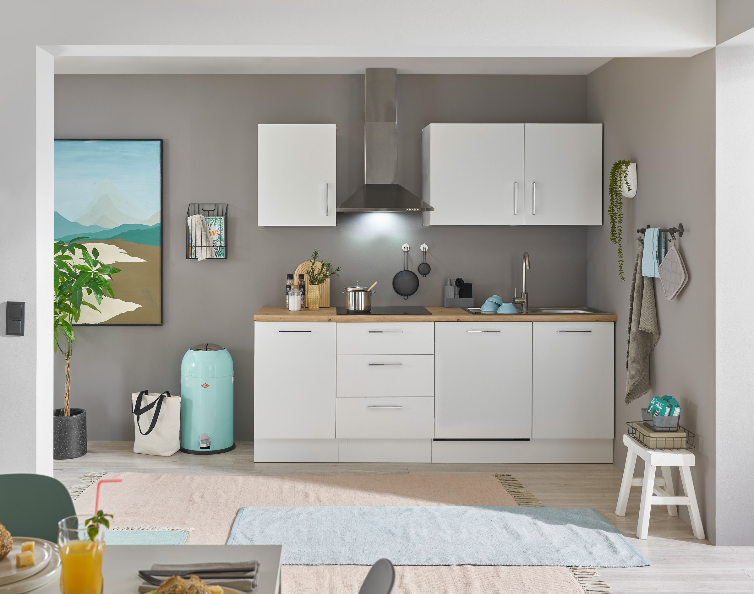 BASIC by Balculina Küchenzeile »Turin«, Breite 220 cm, ohne E-Geräte, mit Soft-Close-Funktion
