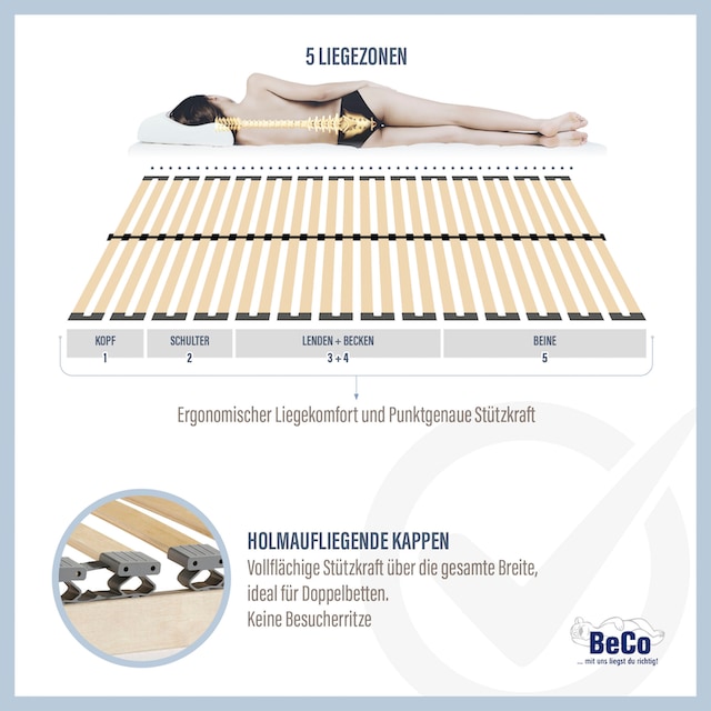 Beco Lattenrost »Standard«, (1 St.), mit Kopfverstellung und  Härteregulierung, BLAUER ENGEL zertifiziert | BAUR