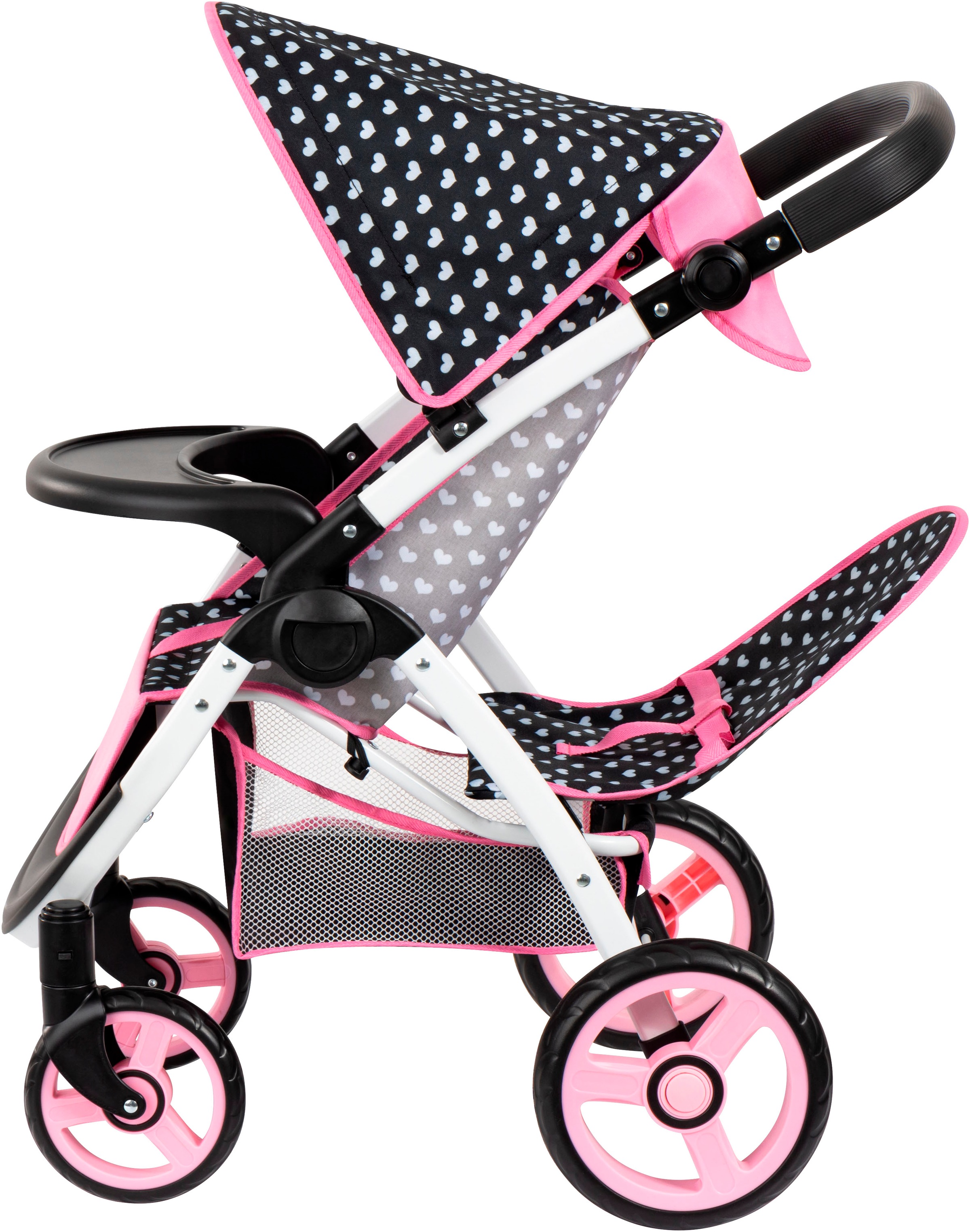 Bayer Puppen-Zwillingsbuggy »Twin Star, schwarz«, mit Wickeltasche