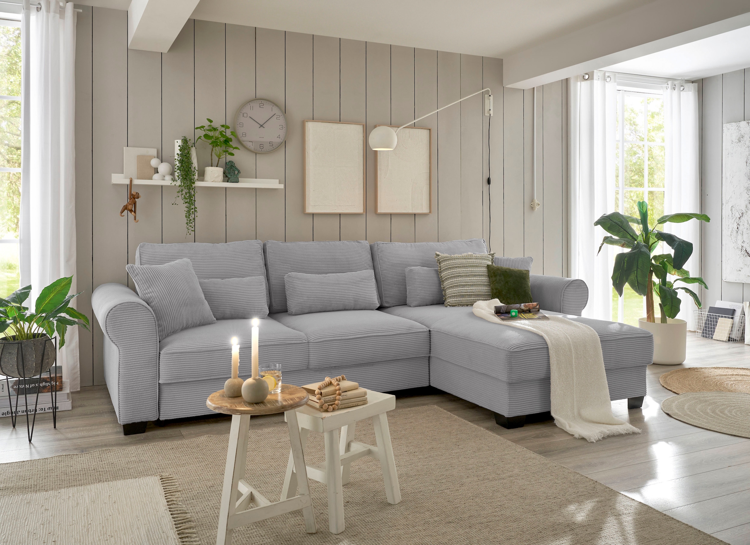 ED EXCITING DESIGN Ecksofa »Angelina L-Form«, frei im Raum stellbar, mit Bettkasten, mit Schlaffunktion