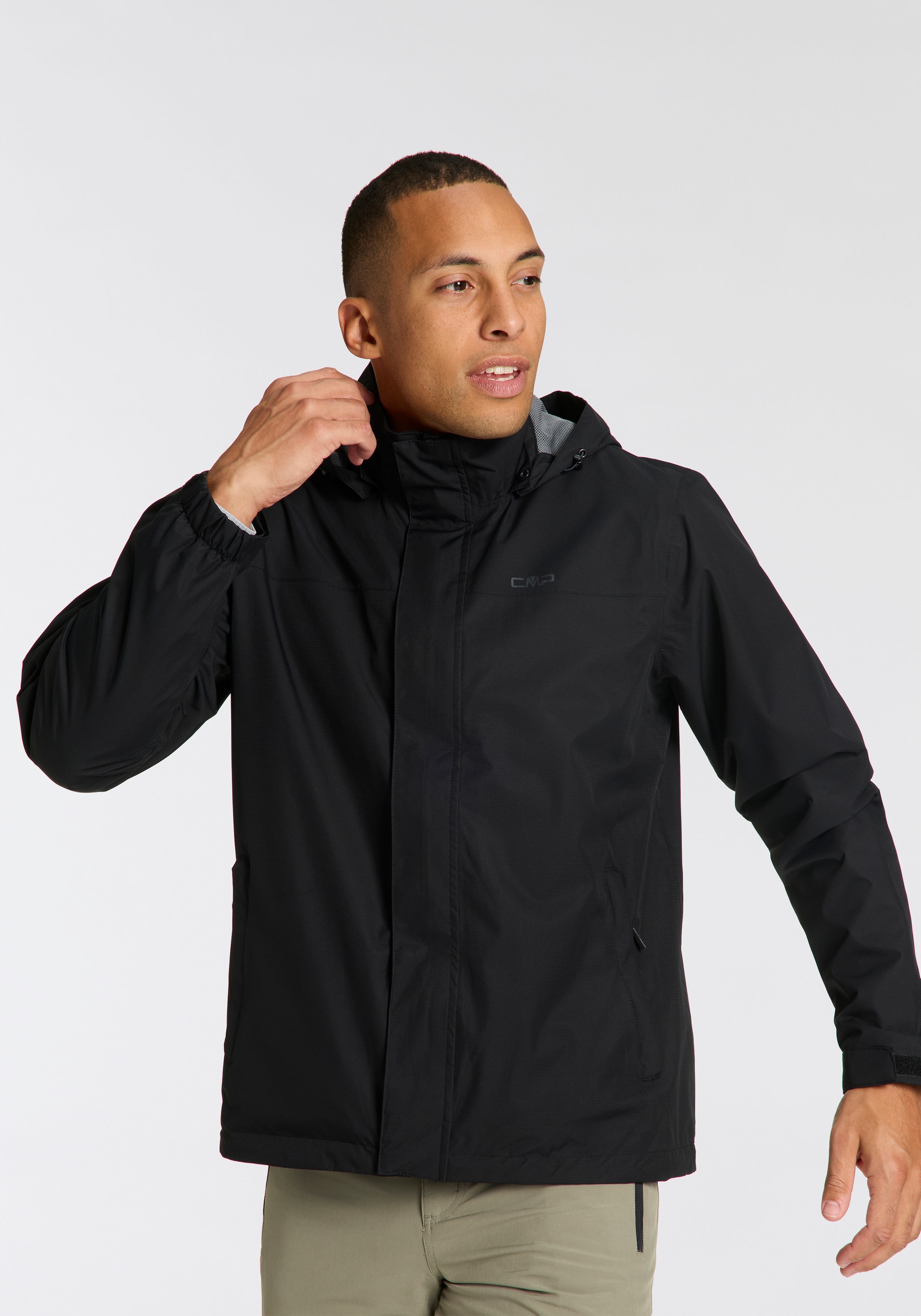 CMP Regenjacke mit Kapuze mit Reißverschlusstaschen, atmungsaktiv, winddicht, wasserdicht