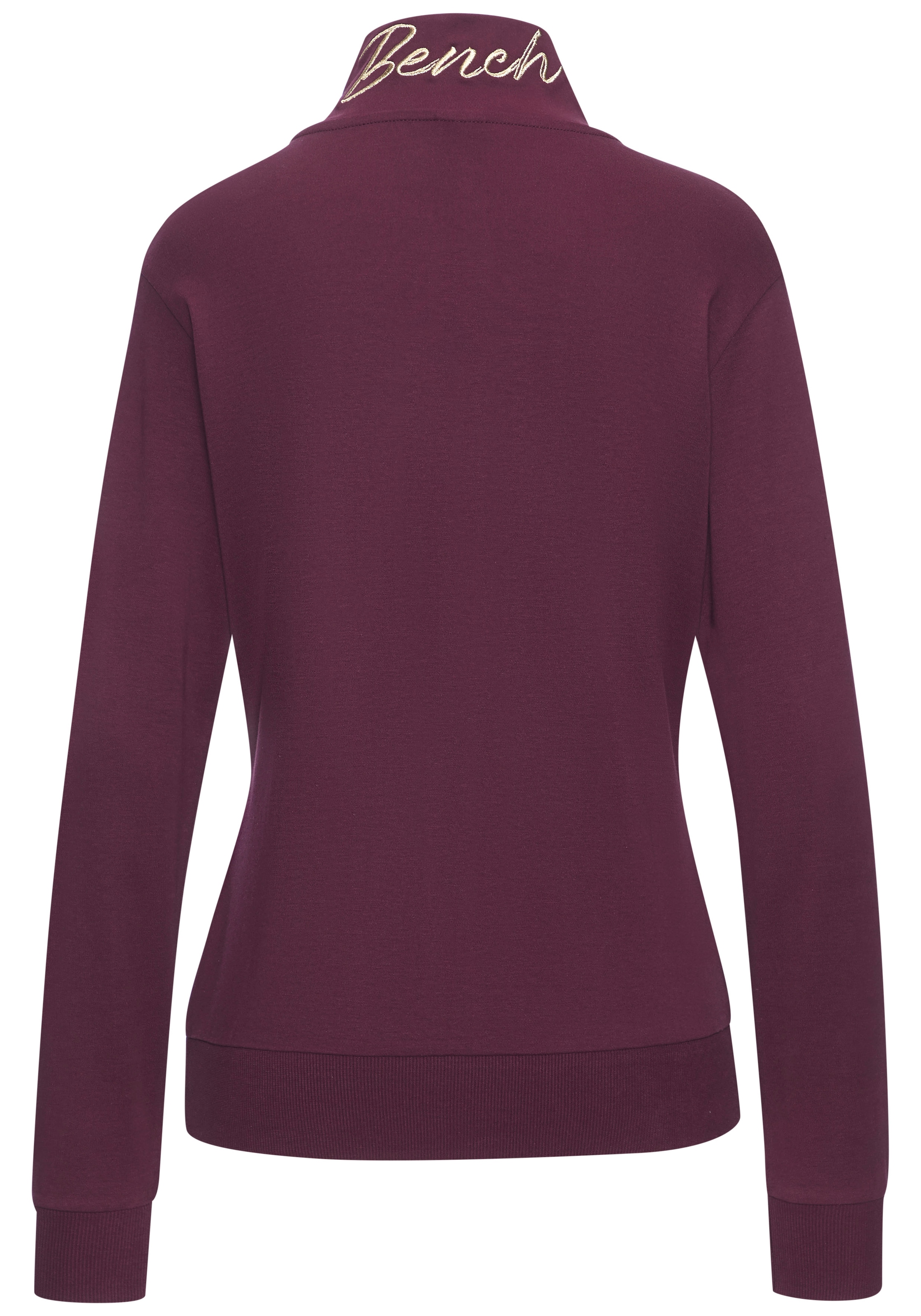 Bench. Loungewear Sweatjacke mit glänzender Logostickerei am Stehkragen, Loungeanzug