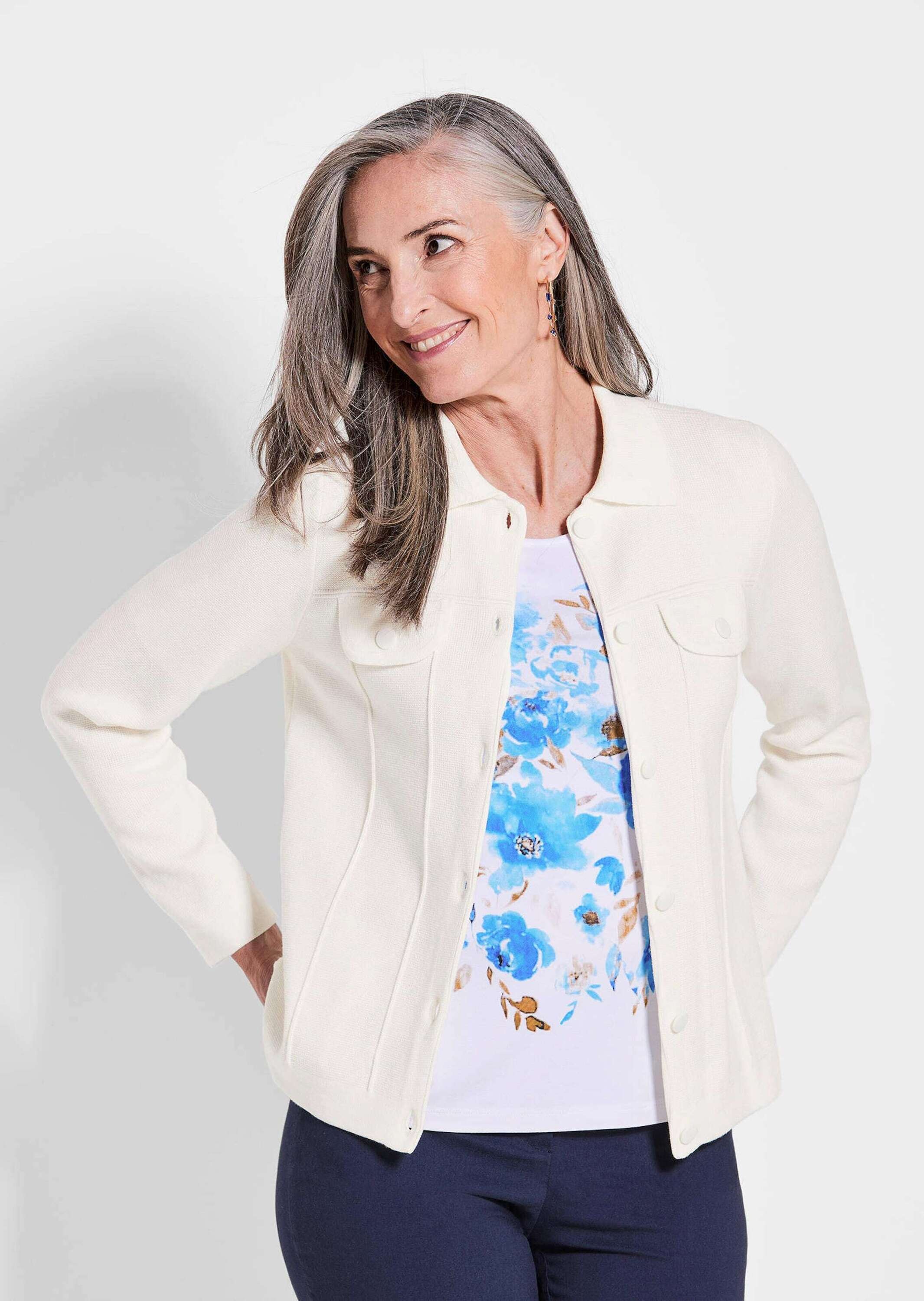 GOLDNER Strickjacke "Baumwoll-Cardigan in roter Jeansoptik" keine/nicht rel günstig online kaufen