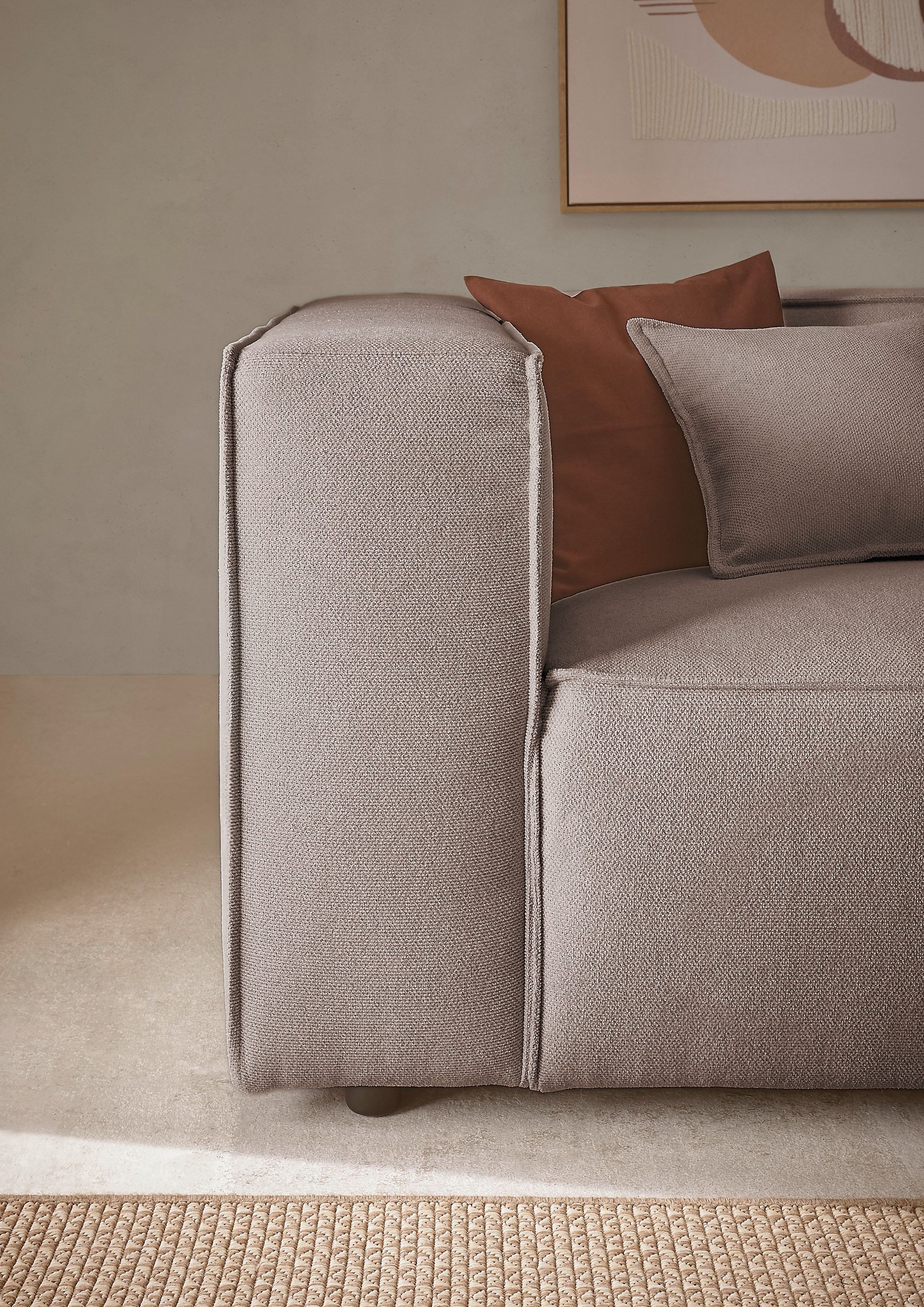 LeGer Home by Lena Gercke 3-Sitzer »PIARA, Couch mit Kedernaht, Sofa in Cord oder Leinenoptik«, schwarze Füße, bequemer Sitzkomfort
