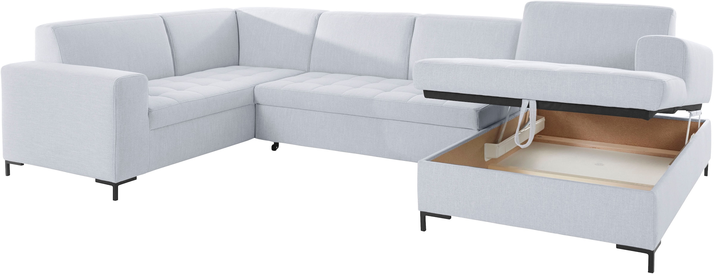 OTTO products Wohnlandschaft »Grazzo U-Form«, hochwertige Stoffe aus recyceltem Material, Steppung im Sitzbereich