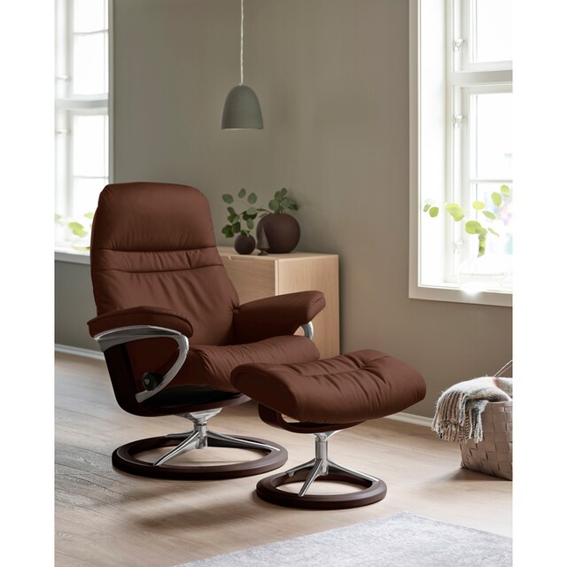 Stressless® Relaxsessel »Sunrise«, (Set, Relaxsessel mit Hocker), mit Signature  Base, Größe L, Gestell Braun kaufen | BAUR