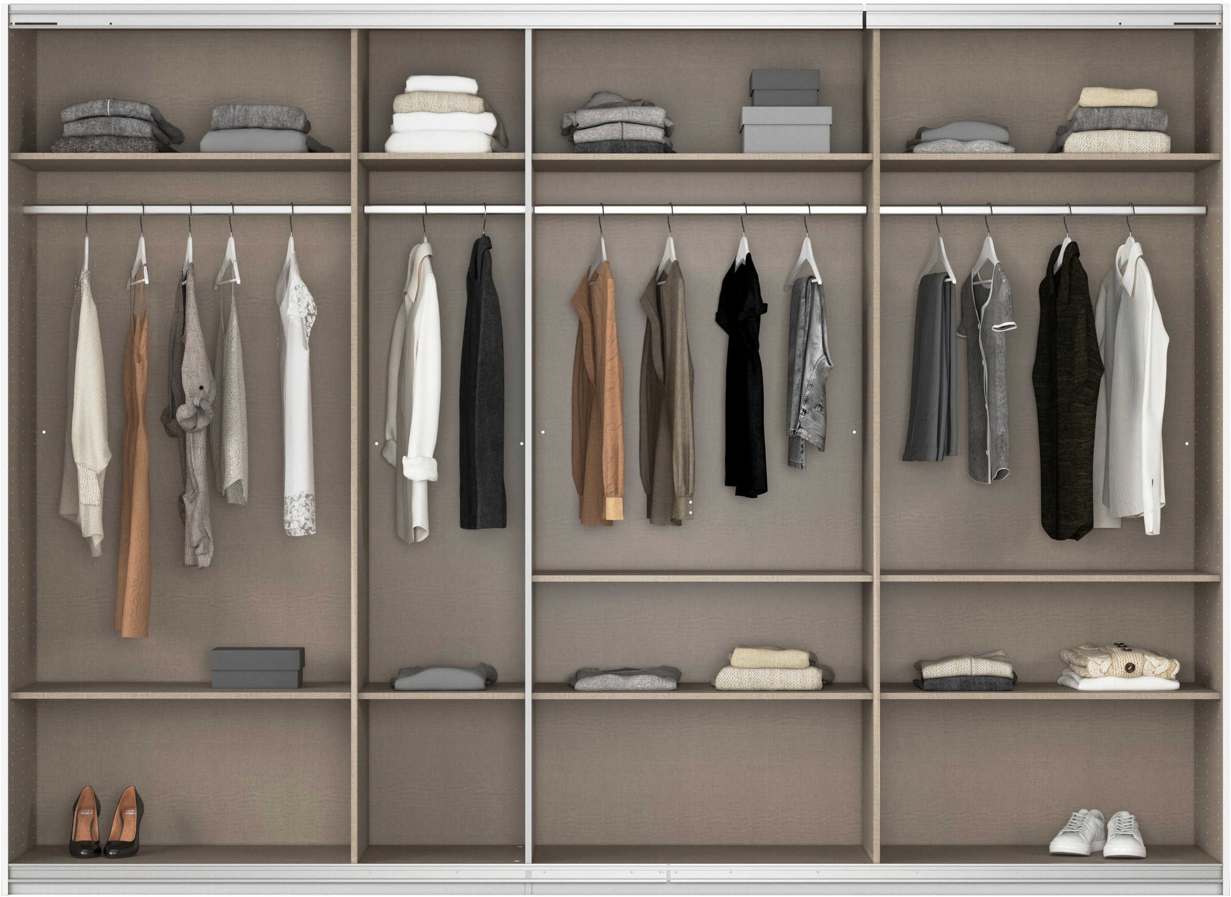 rauch Schwebetürenschrank »Kleiderschrank Schrank Garderobe AGORDO mit Glasfront«, durchdachte Innenausstattung, in 4 Breiten und 2 Höhen MADE IN GERMANY