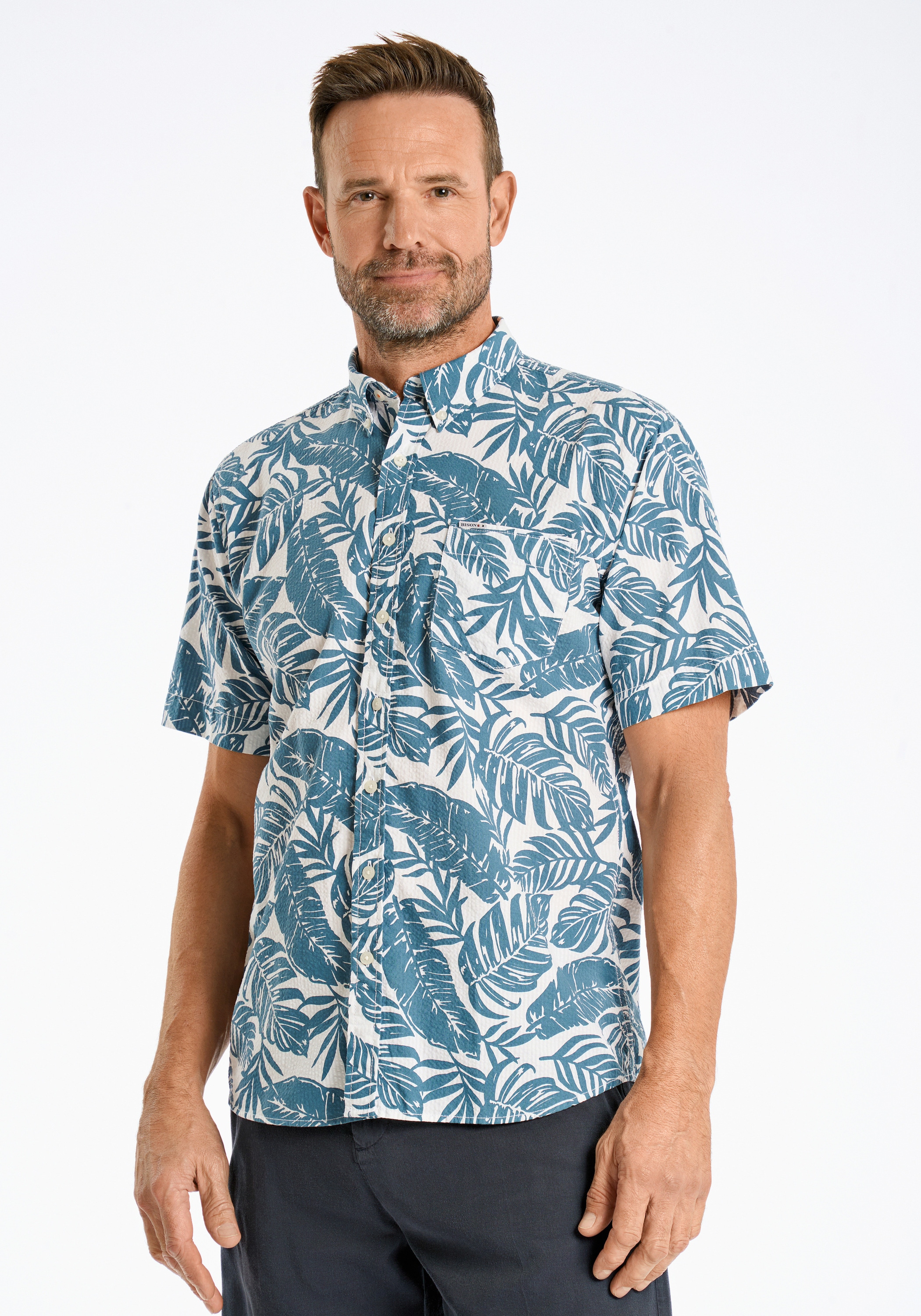BISON Kurzarmhemd "Freizeithemd (Kurzarm) Regular Fit"