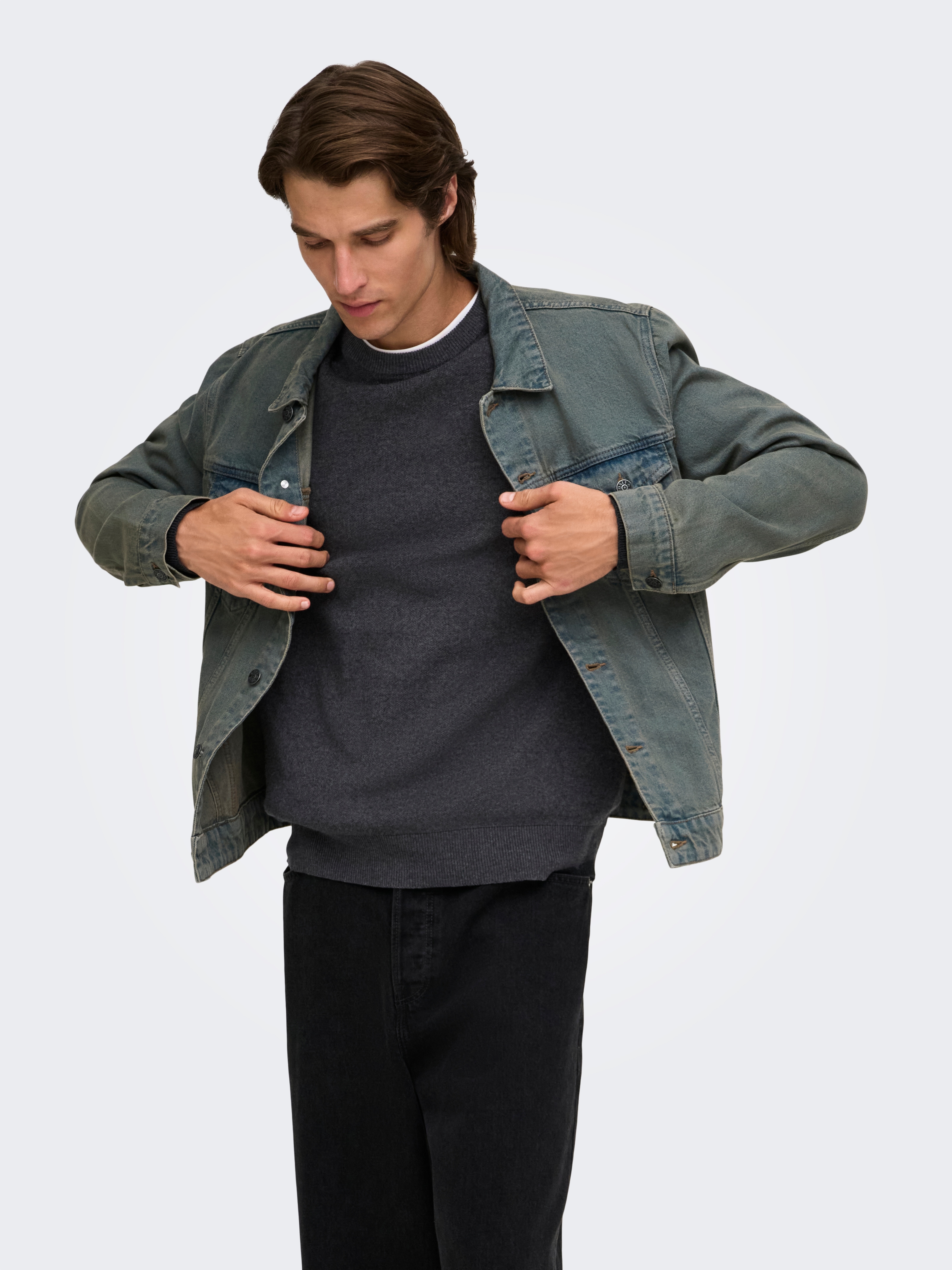 ONLY & SONS 1100000002199 "ONSVILLAS LS CREW KNIT OTL" Baumwollmischung, regular fit