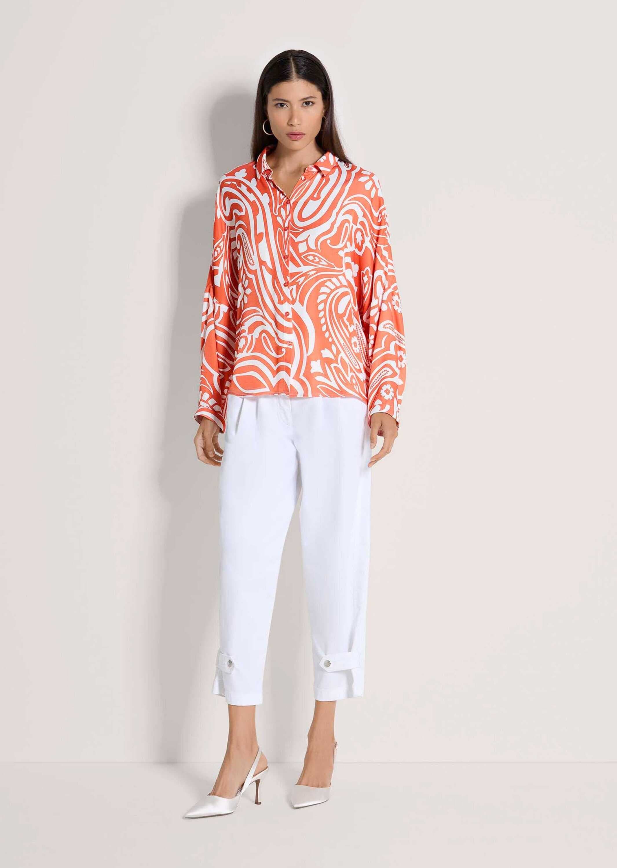 MADELEINE Langarmbluse »Hemdbluse Blusenshirt mit organischem Muster« Kimonoform