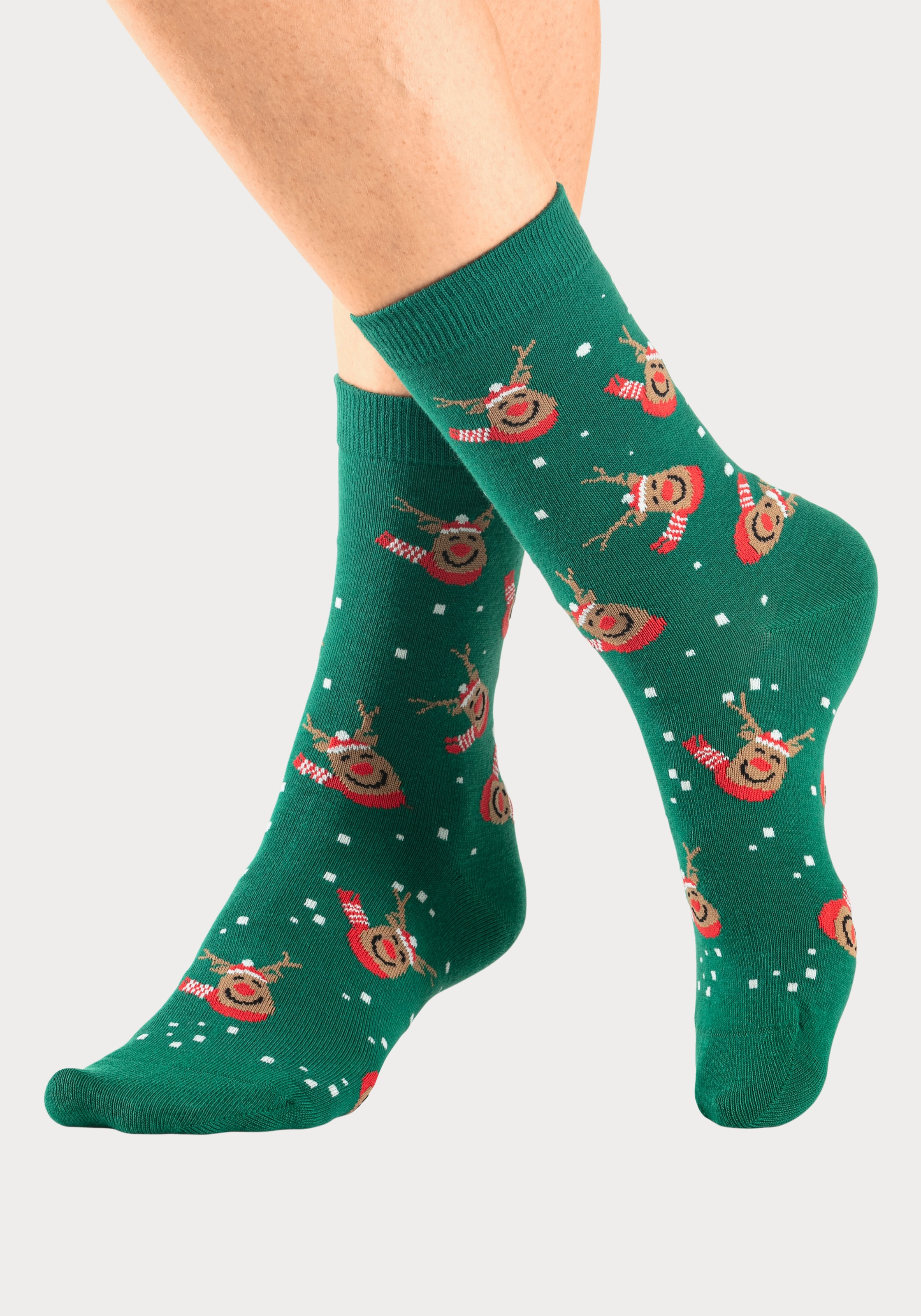 H.I.S Basicsocken, (Packung, 3 Paar), mit weihnachtlichen Motiven