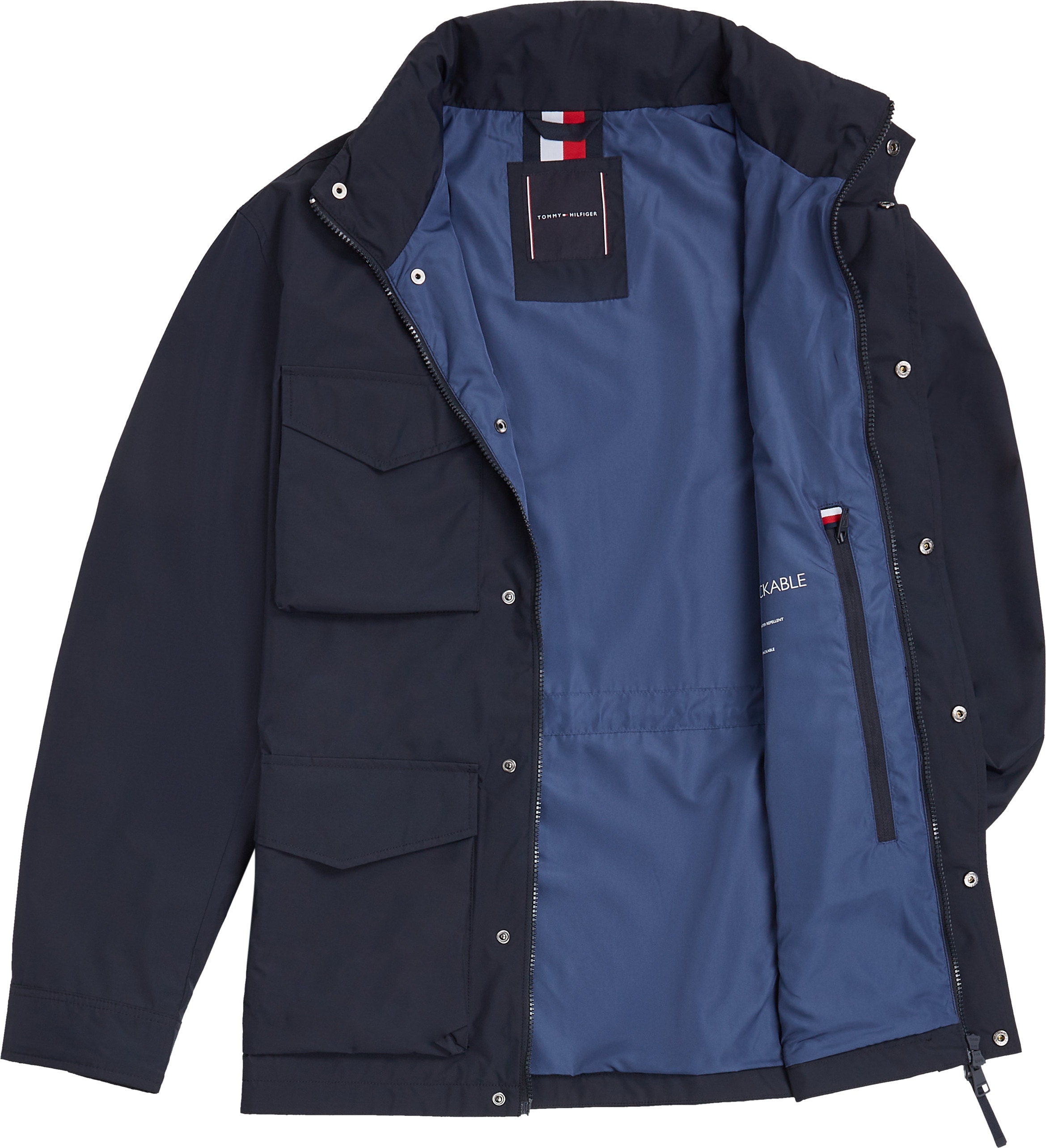 Tommy Hilfiger Fieldjacket »PACKABLE FIELD JACKET«, mit Kapuze, Kapuze im Kragen verstaubar