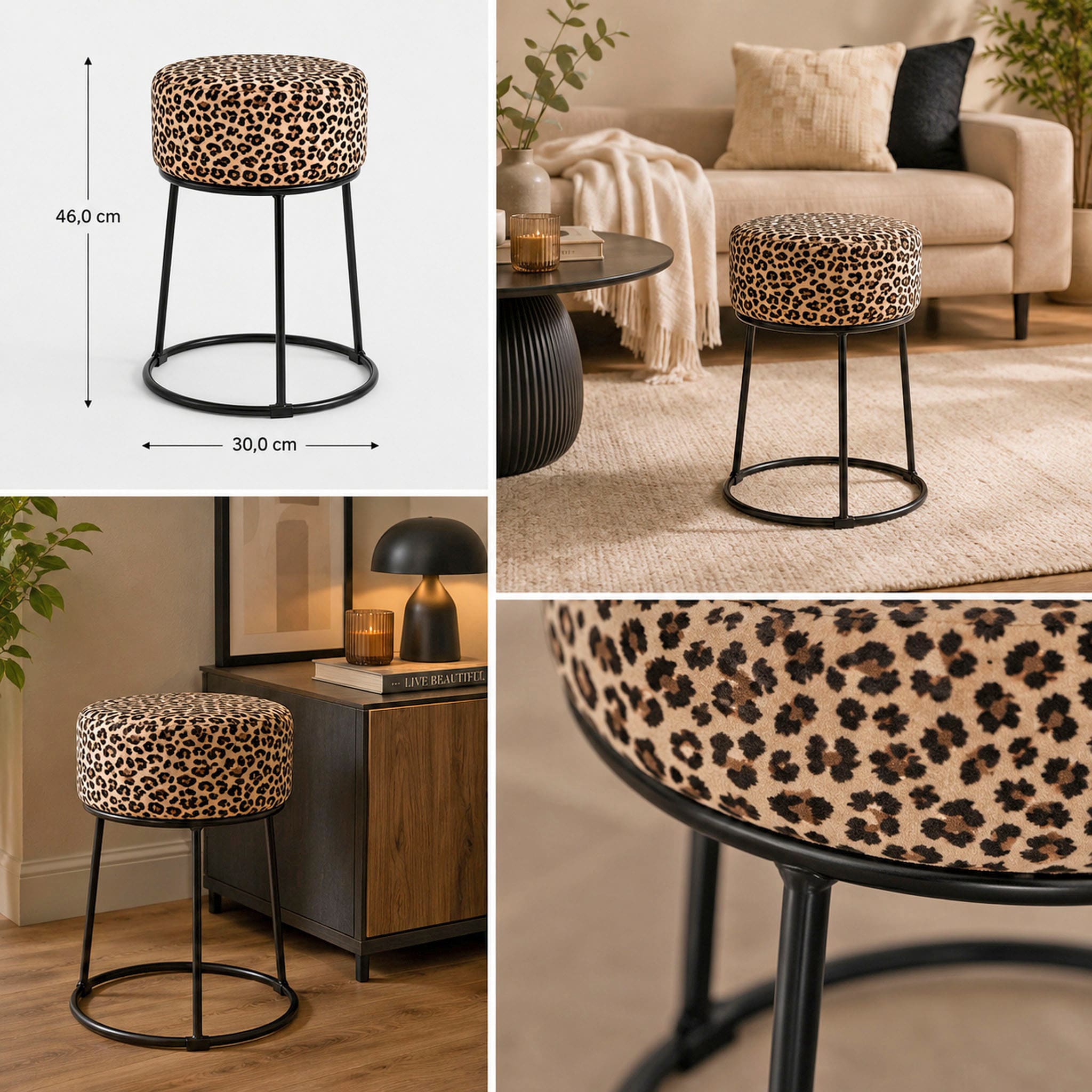 HAKU Hocker »Pouf, Schemel, Stockerl« rund - aus Textil Gold - Ø/H 30/46 cm