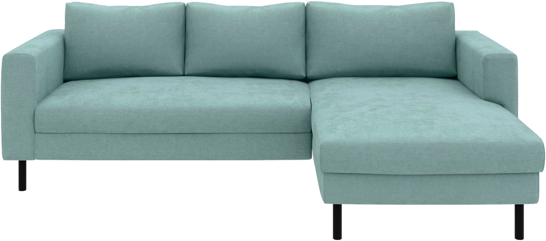 TRENDMANUFAKTUR Ecksofa »Amazing II, wahlw. mit Schlaffunktion & Bettkasten, Fuß schwarz« Recamiere beidseitig montierbar, L-Form,in Cord o. Struktur, B: 232 cm