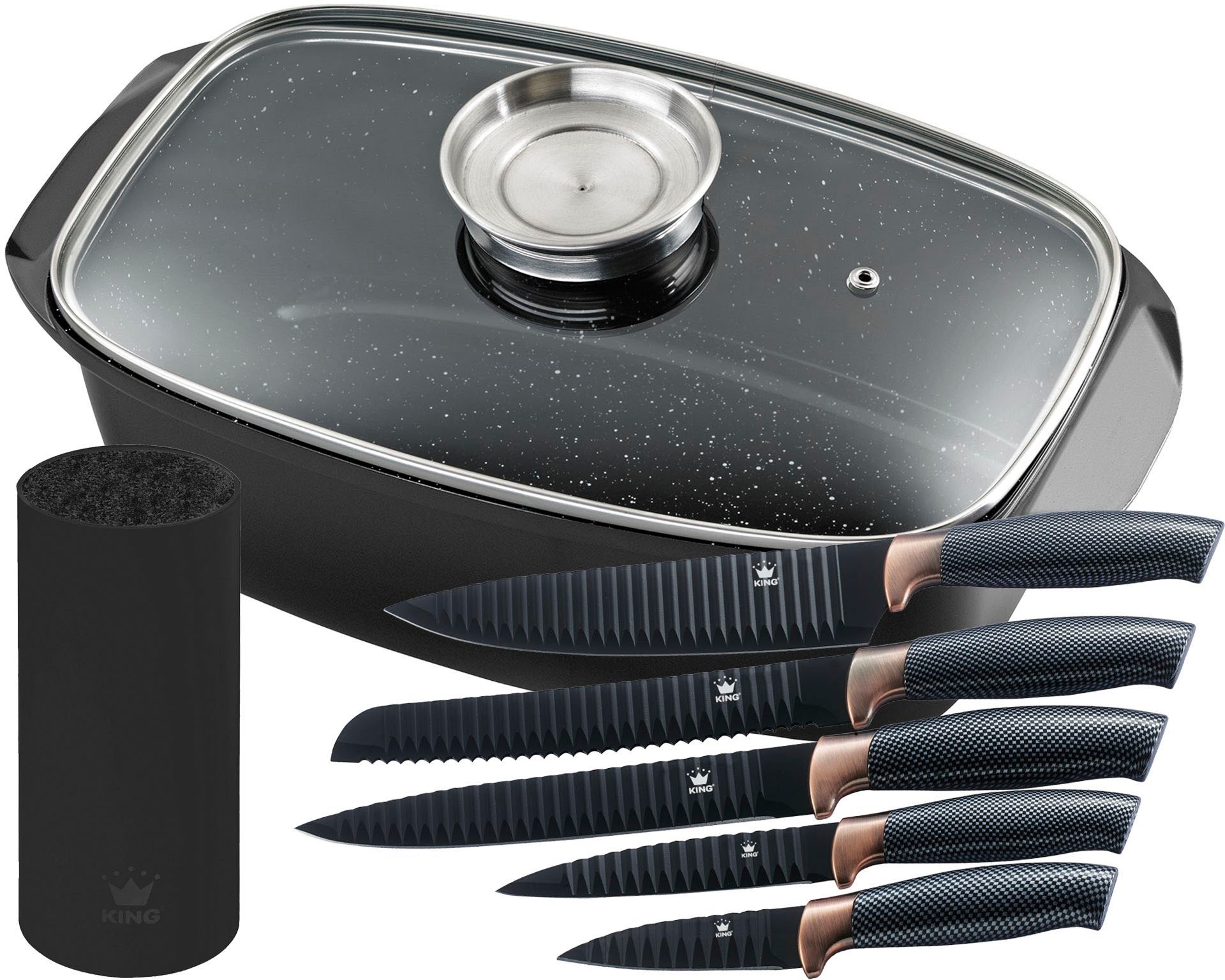 KING Bräter "5 Liter" Set, 5 Küchenmesser inklusive Messerblock, 8 Stk. tlg günstig online kaufen