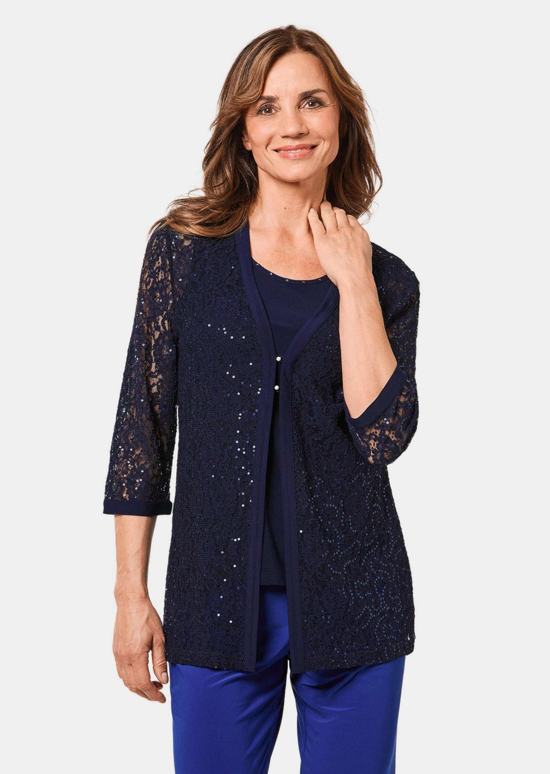 GOLDNER Jackenblazer »Spitzenjacke Figurumspielendes Spitzenjäckchen mit Pailletten«