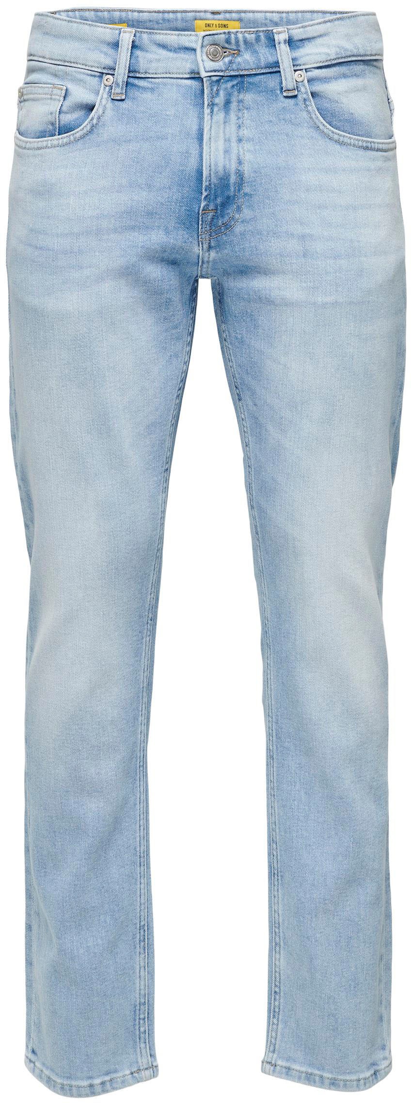 Regular-fit-Jeans ONLY & SONS "WEFT", Herren, Gr. 28, Länge 32, blau (light blau denim), Denim/Jeans, Obermaterial: 99% Baumwolle, 1% Elasthan, normal, Jeans 3