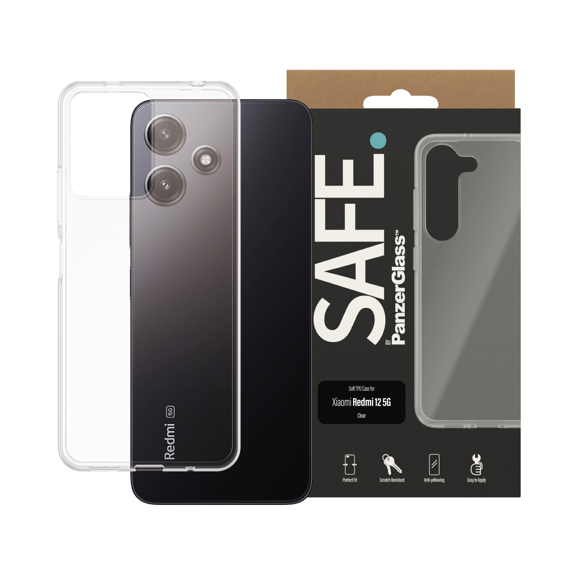 SAFE by PanzerGlass Handyhülle »Soft TPU Case für Xiaomi Redmi 12 5G«, Smartphones, Backcover, Schutzhülle, Handyschutzhülle, Case, Schutzcase, stoßfest