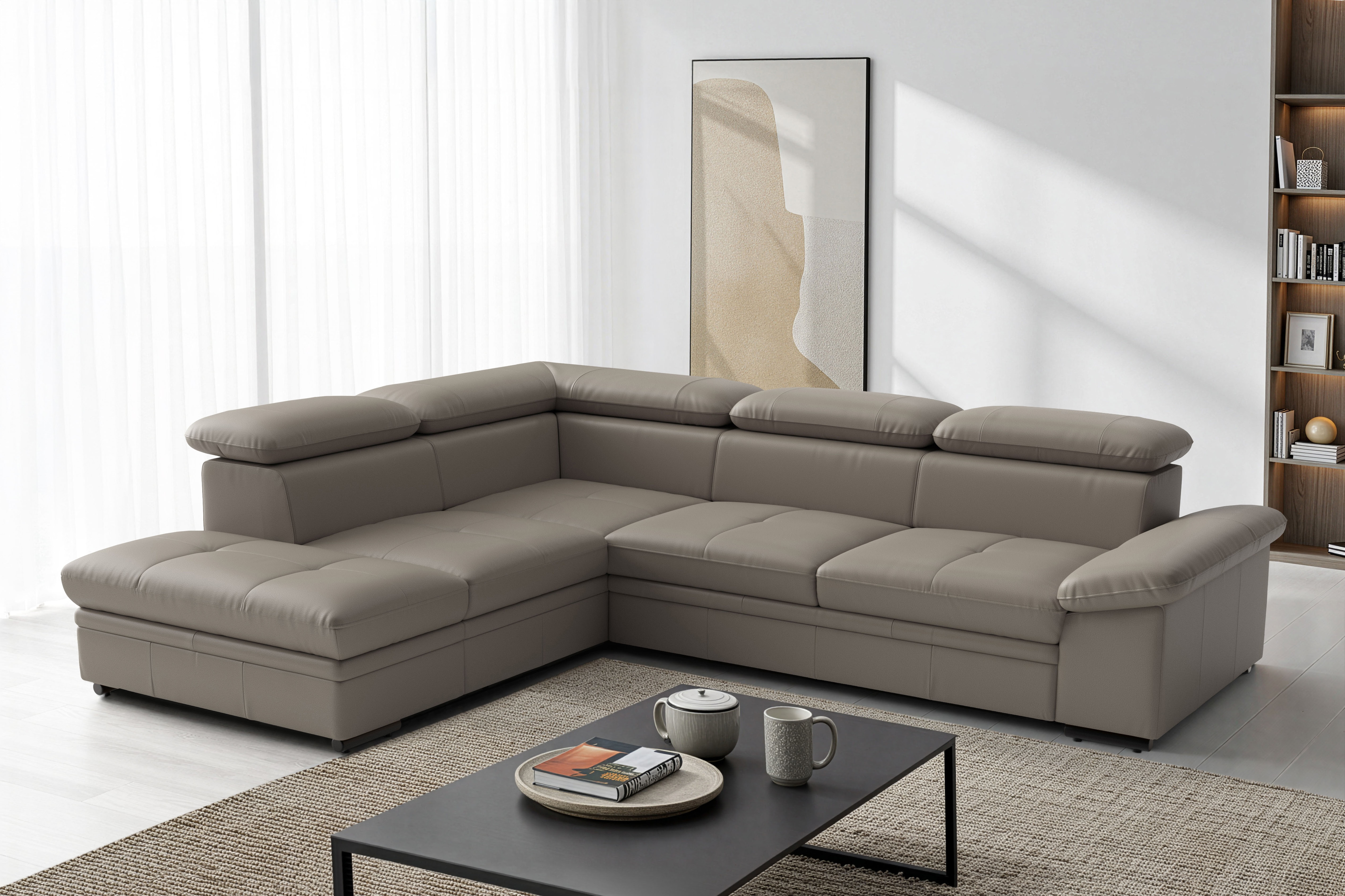 sit&more Ecksofa "Viola L-Form, B: 249 cm, Arm- & Kopfteilverstellung" optional Schlaffunktion, Sofa mit Komfortsitz in Leder