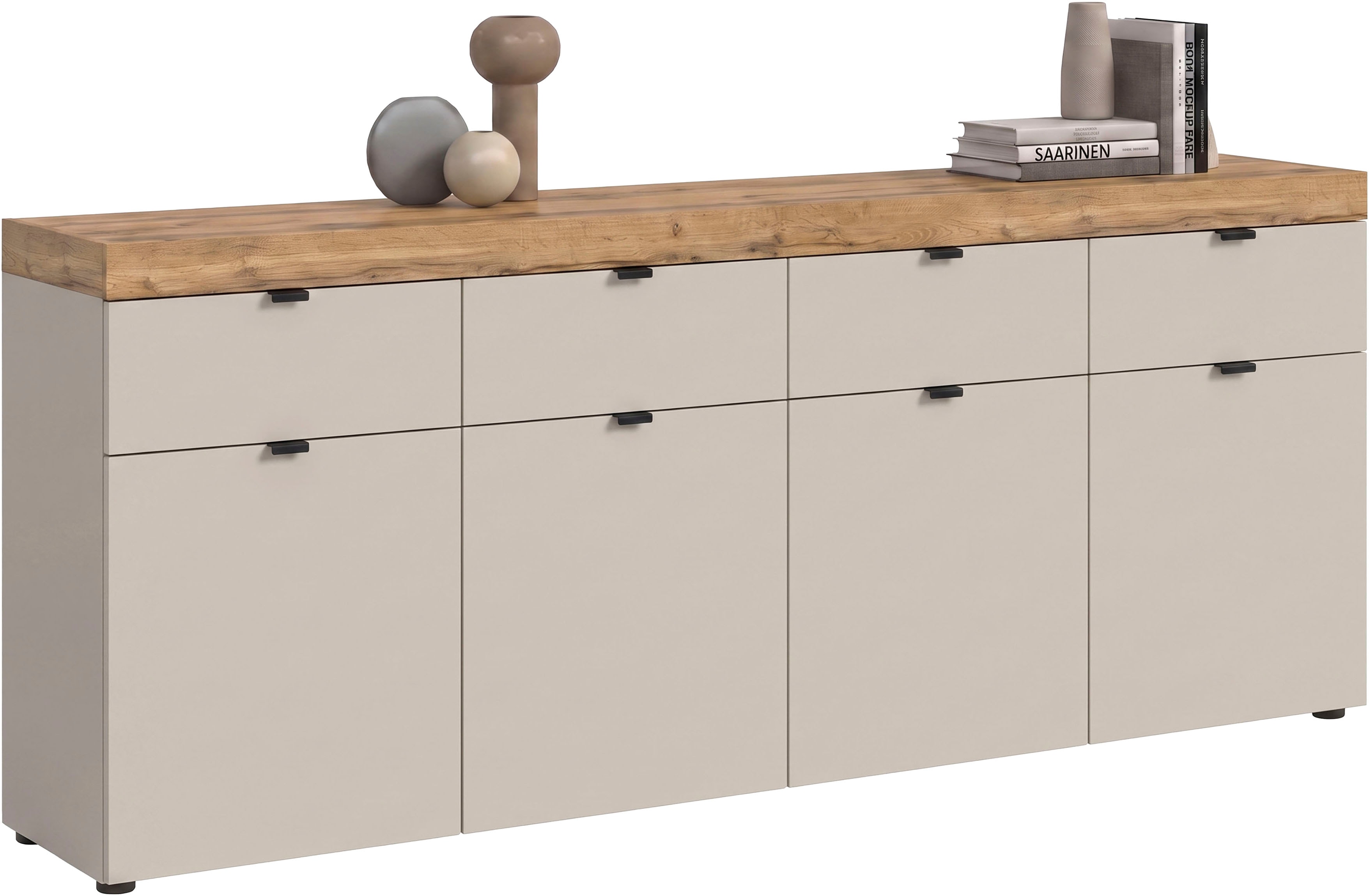 OTTO home Sideboard "MAMBO II, Breite 200cm, 4 Türen, 4 Schubkästen, 8 Fächer" 1 Stk. tlg. Kommode, Anrichte, Wohnzimmer, Schlafzimmer
