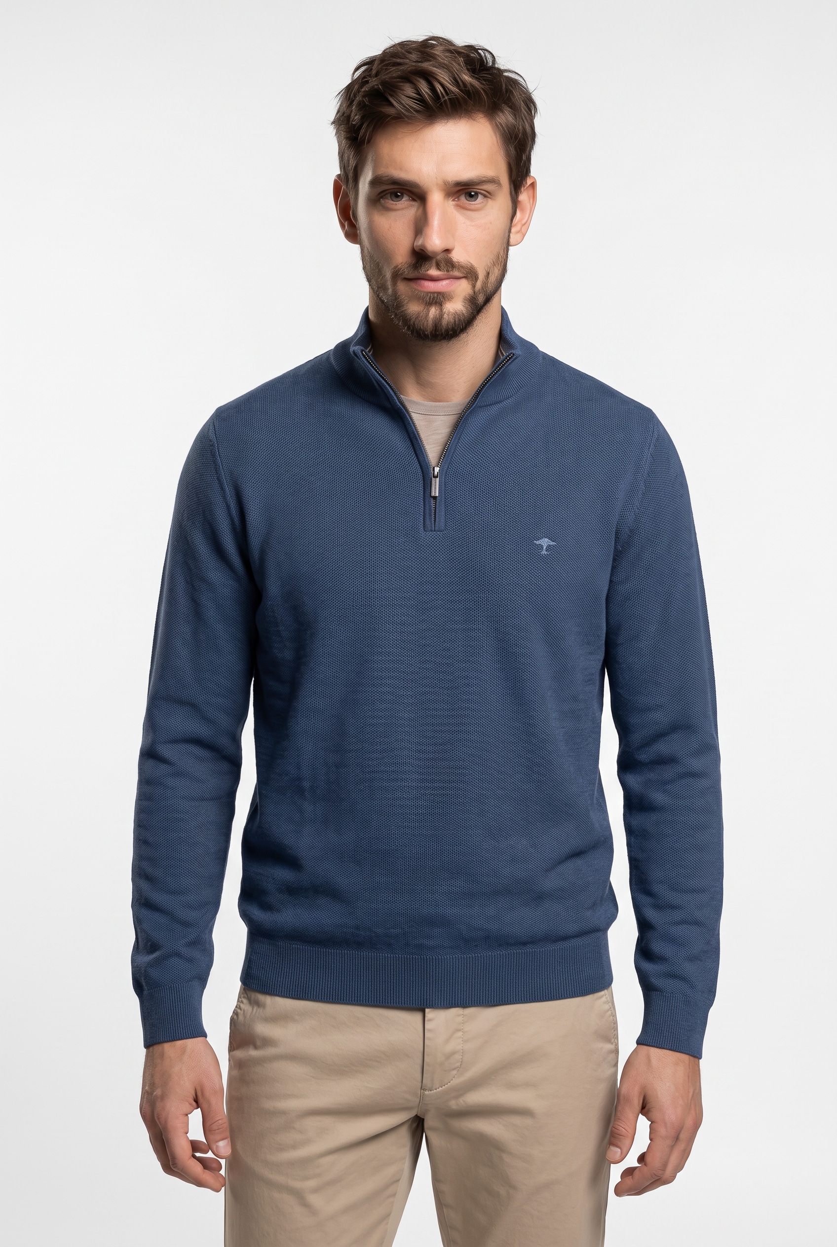 FYNCH-HATTON Troyer aus reiner Baumwolle, mit Logo-Stickerei, Regular Fit