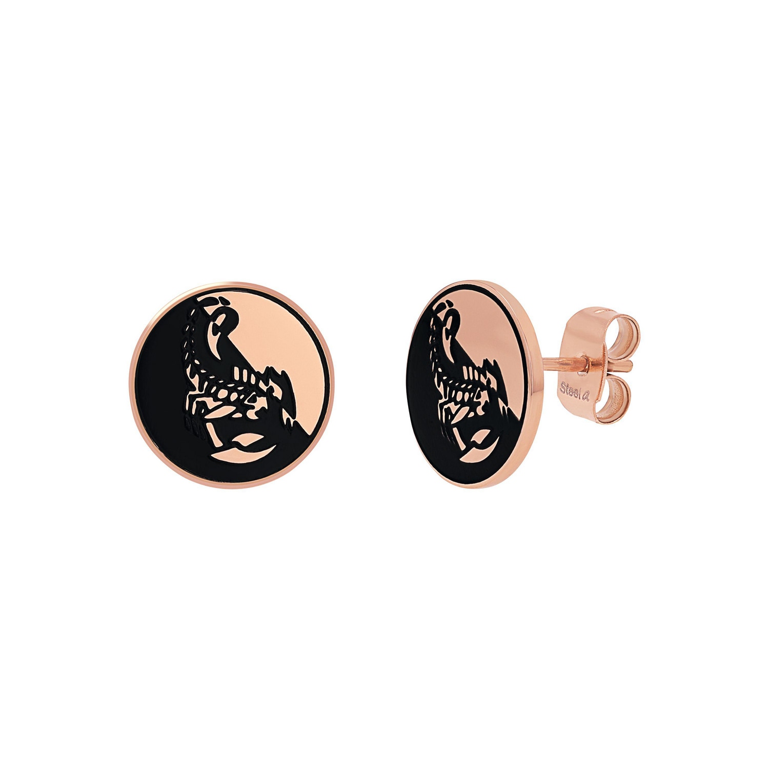 AMOR Damen Paar Ohrstecker "Scorpions by Amor, Skorpin-Motiv", 11mm, Edelstahlroségoldfarben, Edelstahl, Ohrringe