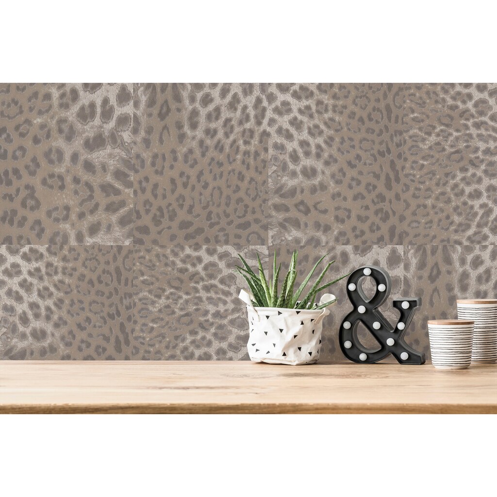 living walls Vliestapete »Desert Lodge«, Fellimitat-animal print-gemustert