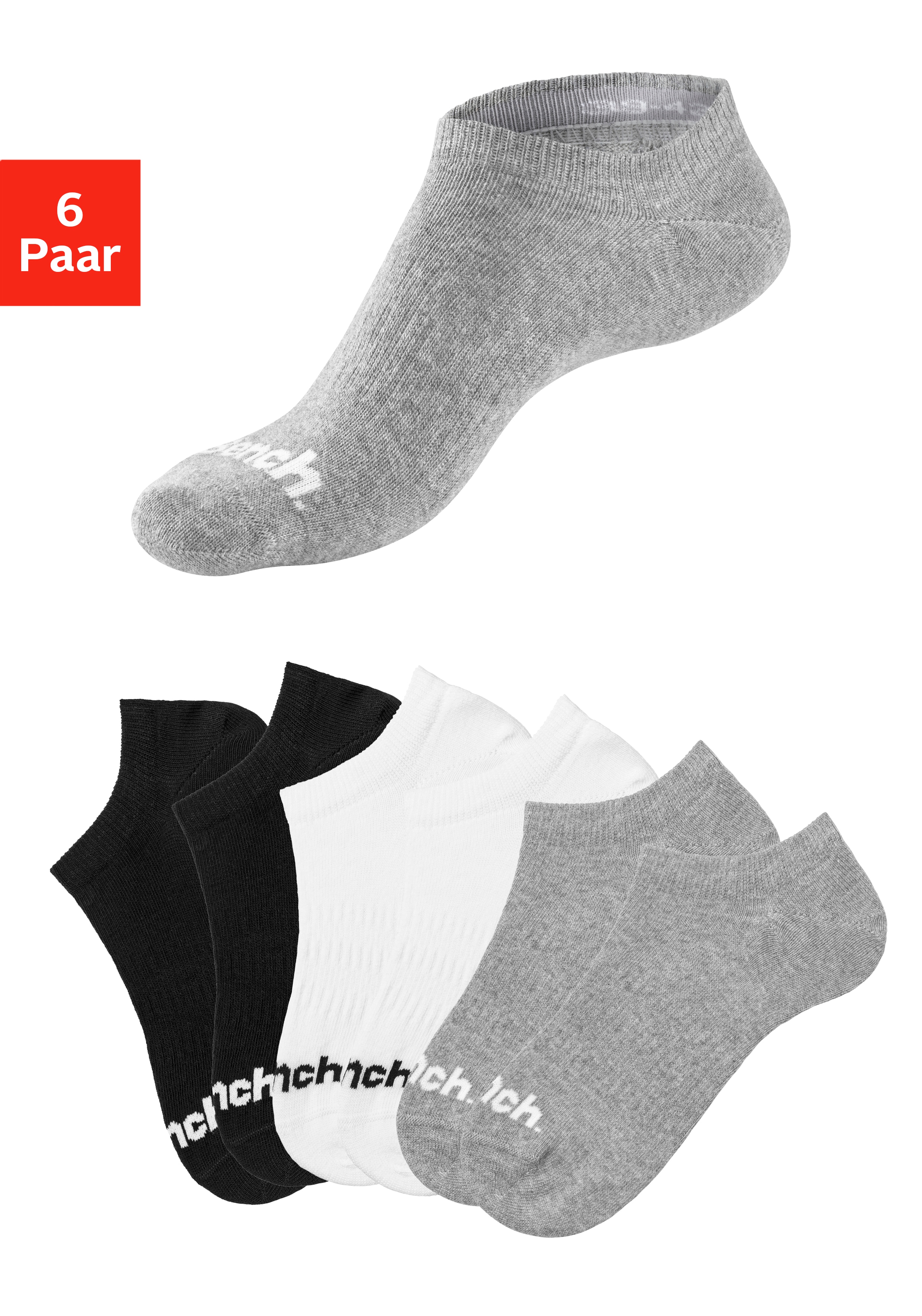 Bench. Sportsocken "Damen Herren Sneaker Socken, Niedrige Socken" Packung, 6 Stk. tlg. Sneakersocken verschwinden im Schuh