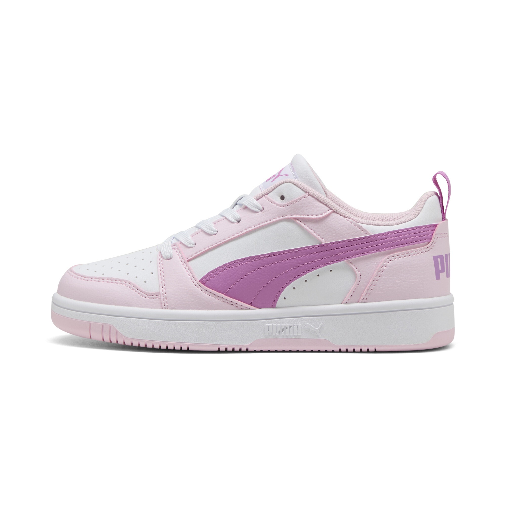 Sneaker PUMA "Rebound V6 Low Sneakers Jugendliche", Damen, Gr. 37, pearl pink mauve pop weiß, Obermaterial: Synthetik, Textil; Futter: Textil; Innensohle: Textil, Keine Angabe; Laufsohle: Gummi, Schuhe Sneaker 2