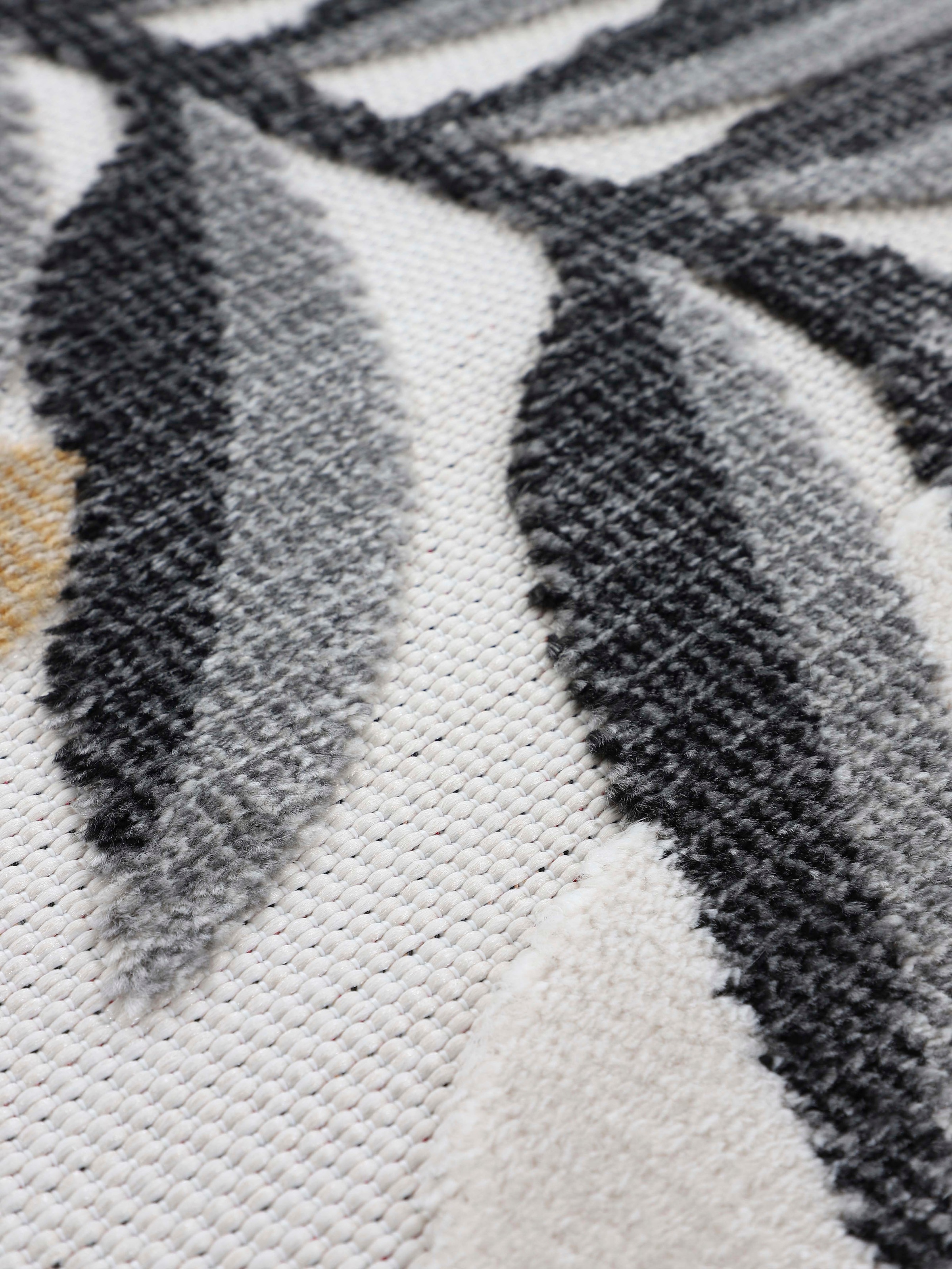 carpetfine Teppich »Deja 102«, rechteckig, 4 mm Höhe, robustes Flachgewebe, Motiv- Floral Palmenblätter, Hoch-Tief Effekt