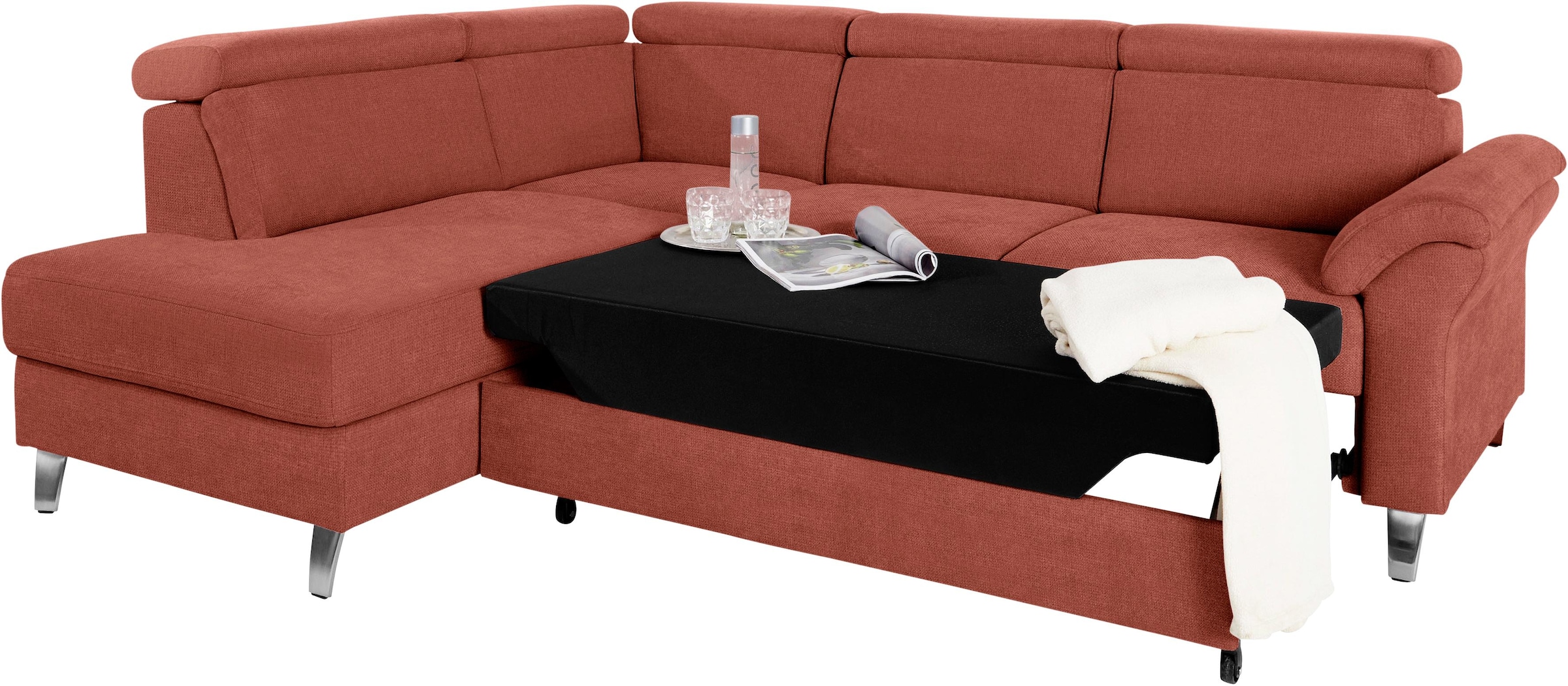sit&more Ecksofa, inklusive Kopfteilverstellung, wahlweise mit Bettfunktion und Bettkasten